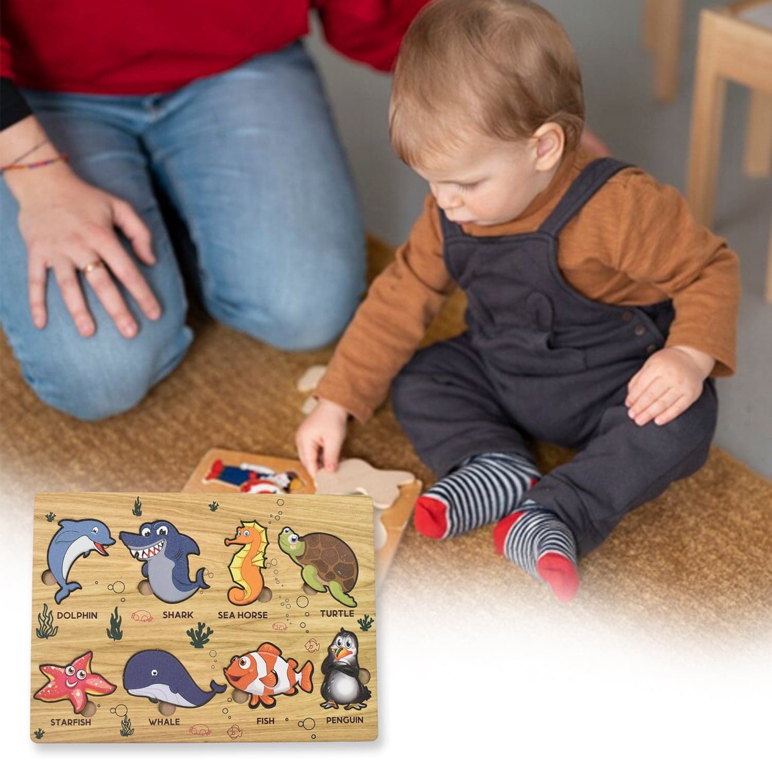 Seawater Animal Wooden Puzzle Learning Educational Board (1 Set) thumbnail 3