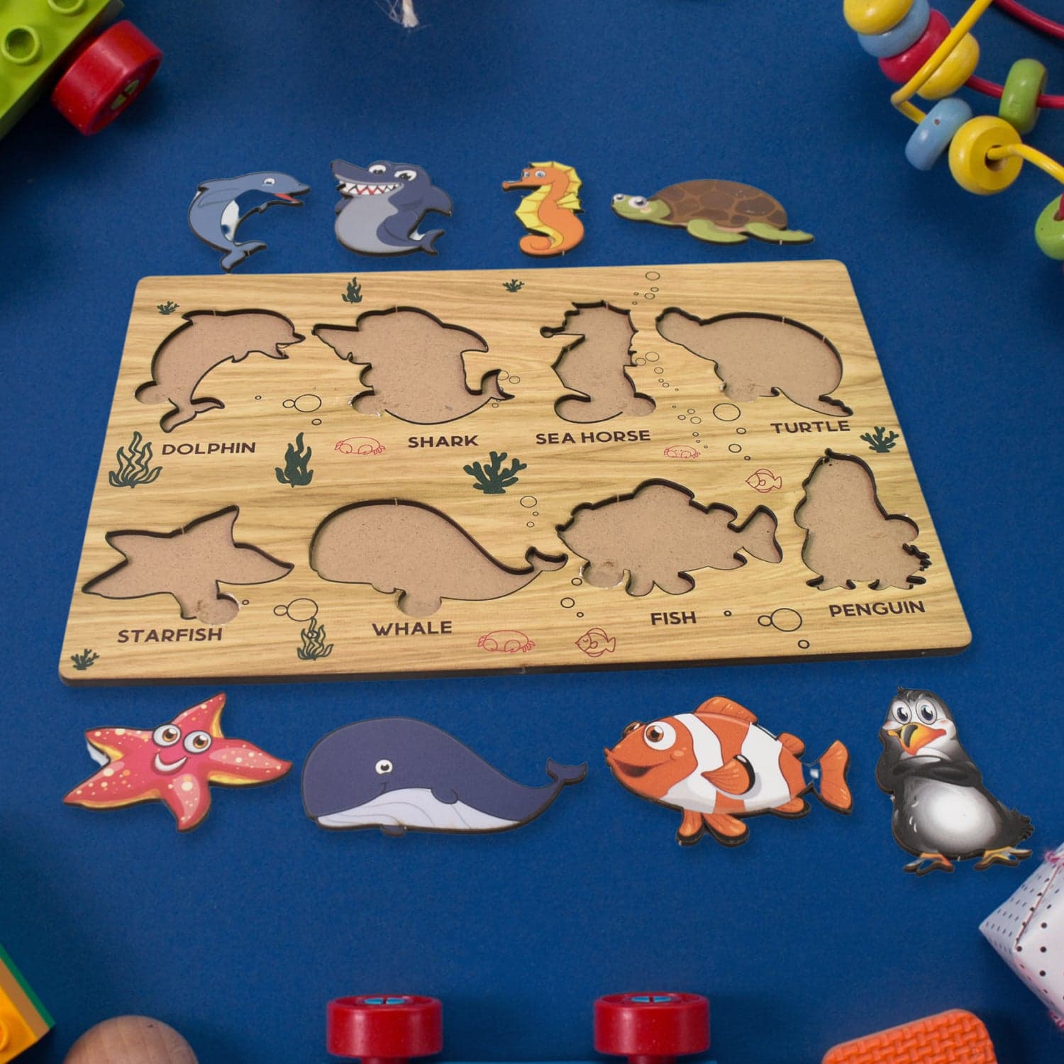 Seawater Animal Wooden Puzzle Learning Educational Board (1 Set) thumbnail 4