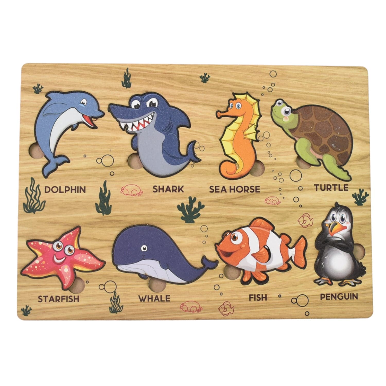 Seawater Animal Wooden Puzzle Learning Educational Board (1 Set) thumbnail 5