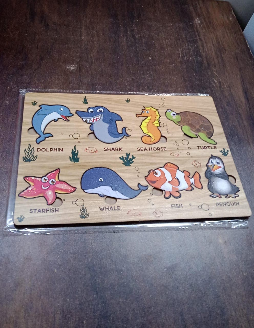 Seawater Animal Wooden Puzzle Learning Educational Board (1 Set) thumbnail 7