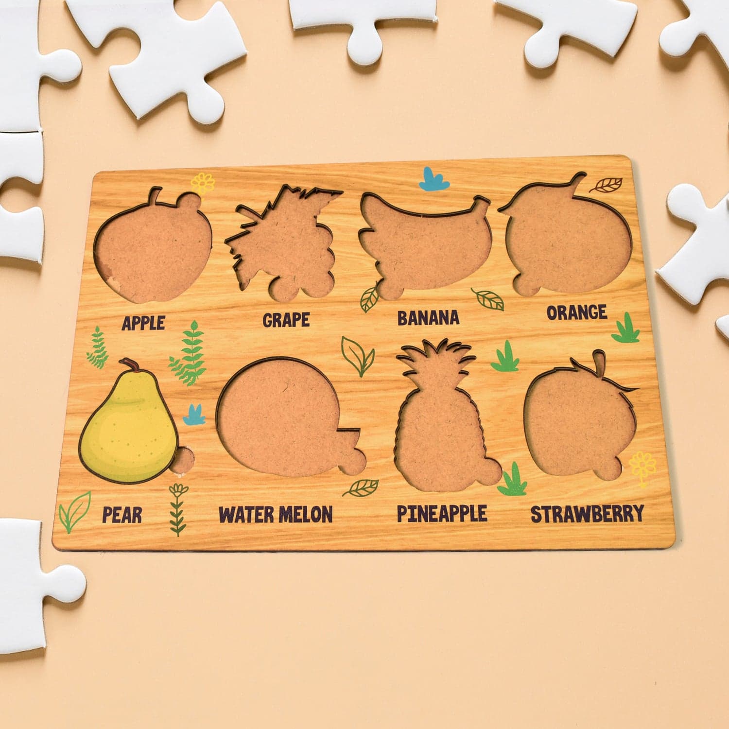 Wooden Fruits Puzzle Learning Educational Board (1 Set / 28—20 Cm) thumbnail 4