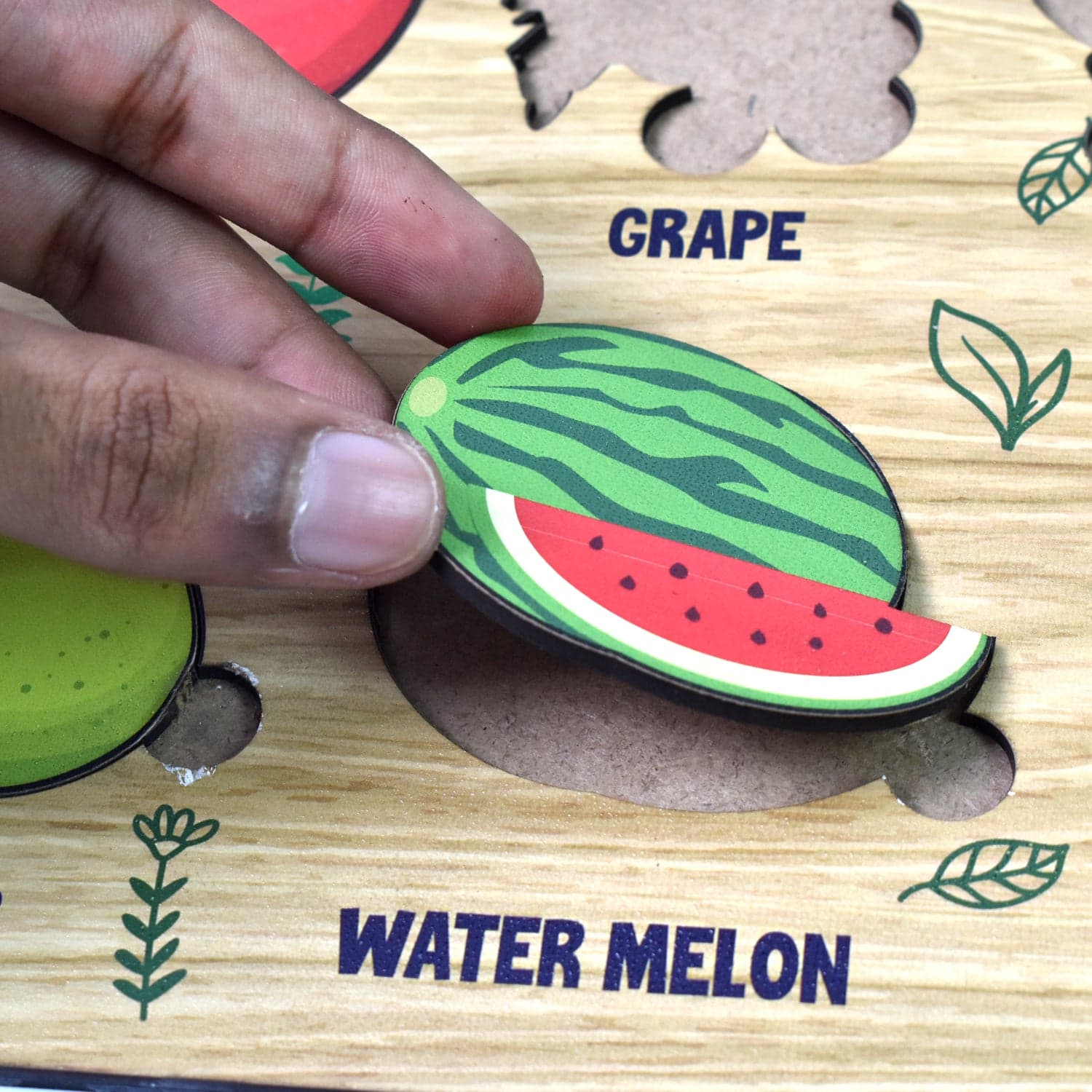 Wooden Fruits Puzzle Learning Educational Board (1 Set / 28—20 Cm) thumbnail 7