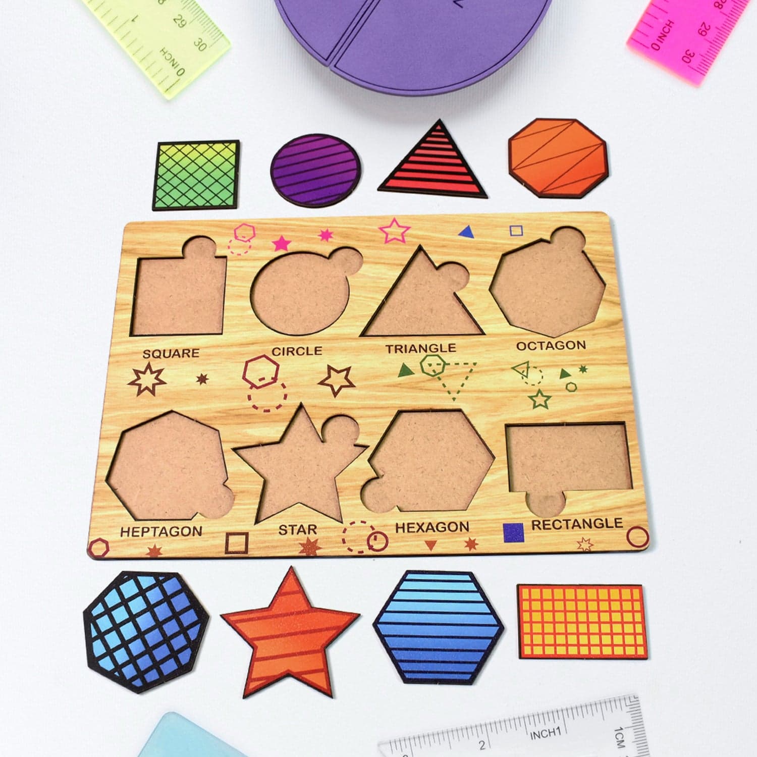 Wooden Triangles Puzzle Learning Educational Board (1 Set / 28—20 Cm) thumbnail 1