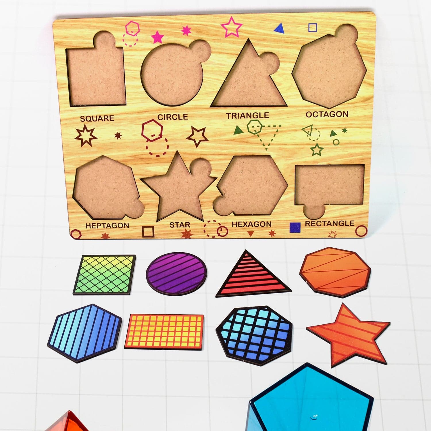 Wooden Triangles Puzzle Learning Educational Board (1 Set / 28—20 Cm) thumbnail 3