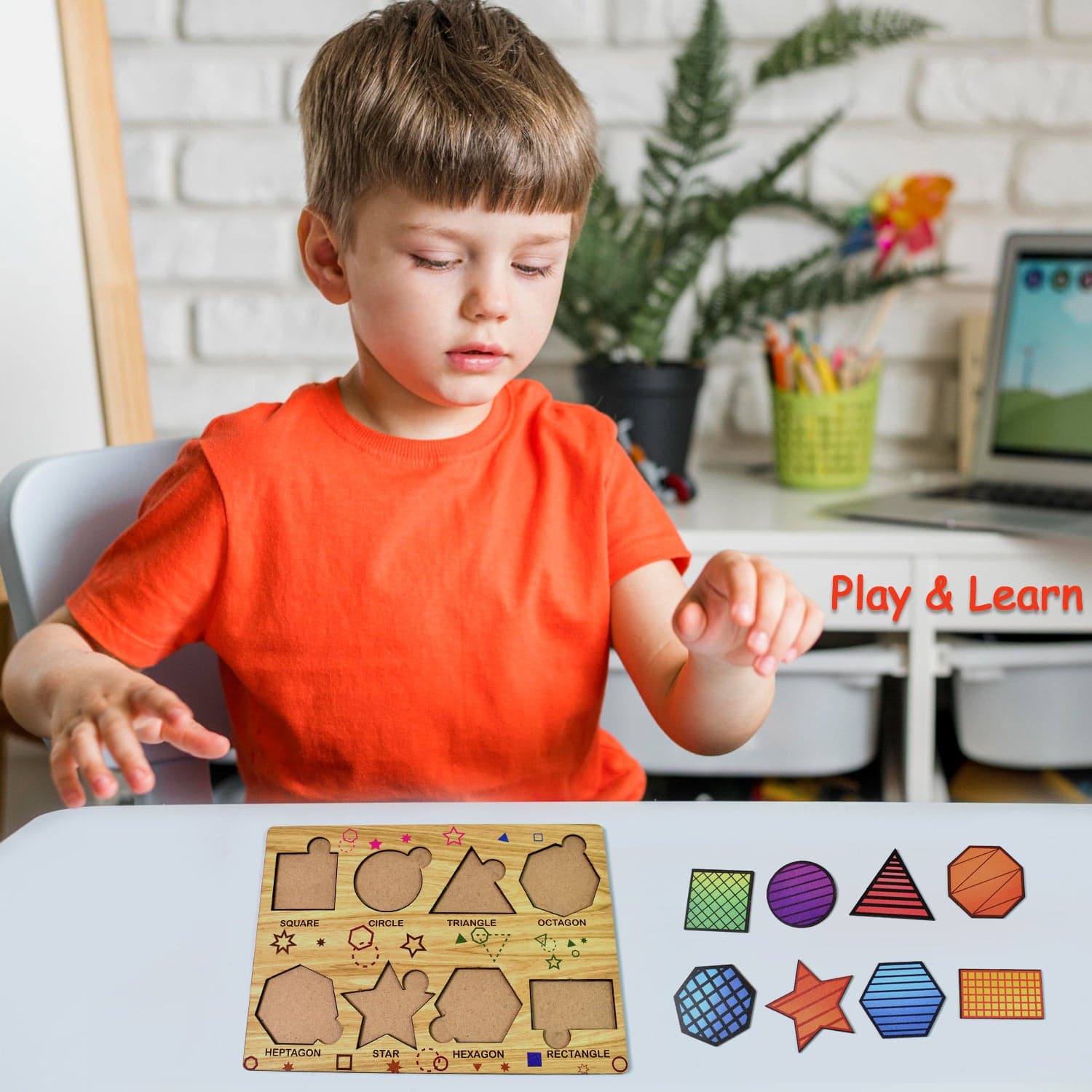 Wooden Triangles Puzzle Learning Educational Board (1 Set / 28—20 Cm) thumbnail 4