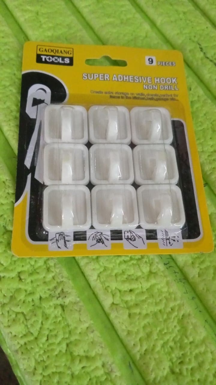 Adhesive Hooks for Wall Hanging Clothes Strong Adhesive Hooks (9 pcs Set) thumbnail 6