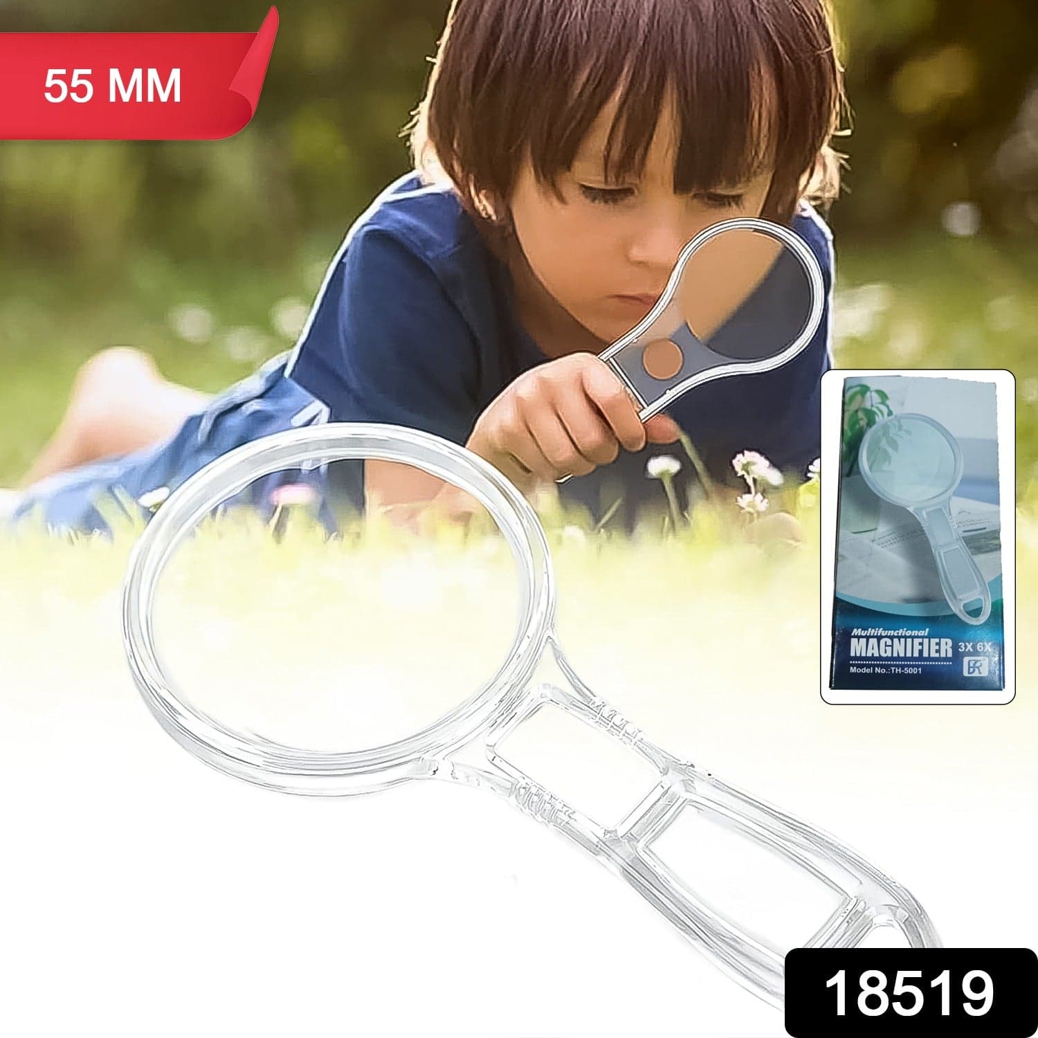Handheld Plastic Magnifying Glasses (1 Pc / 55 MM) thumbnail 2