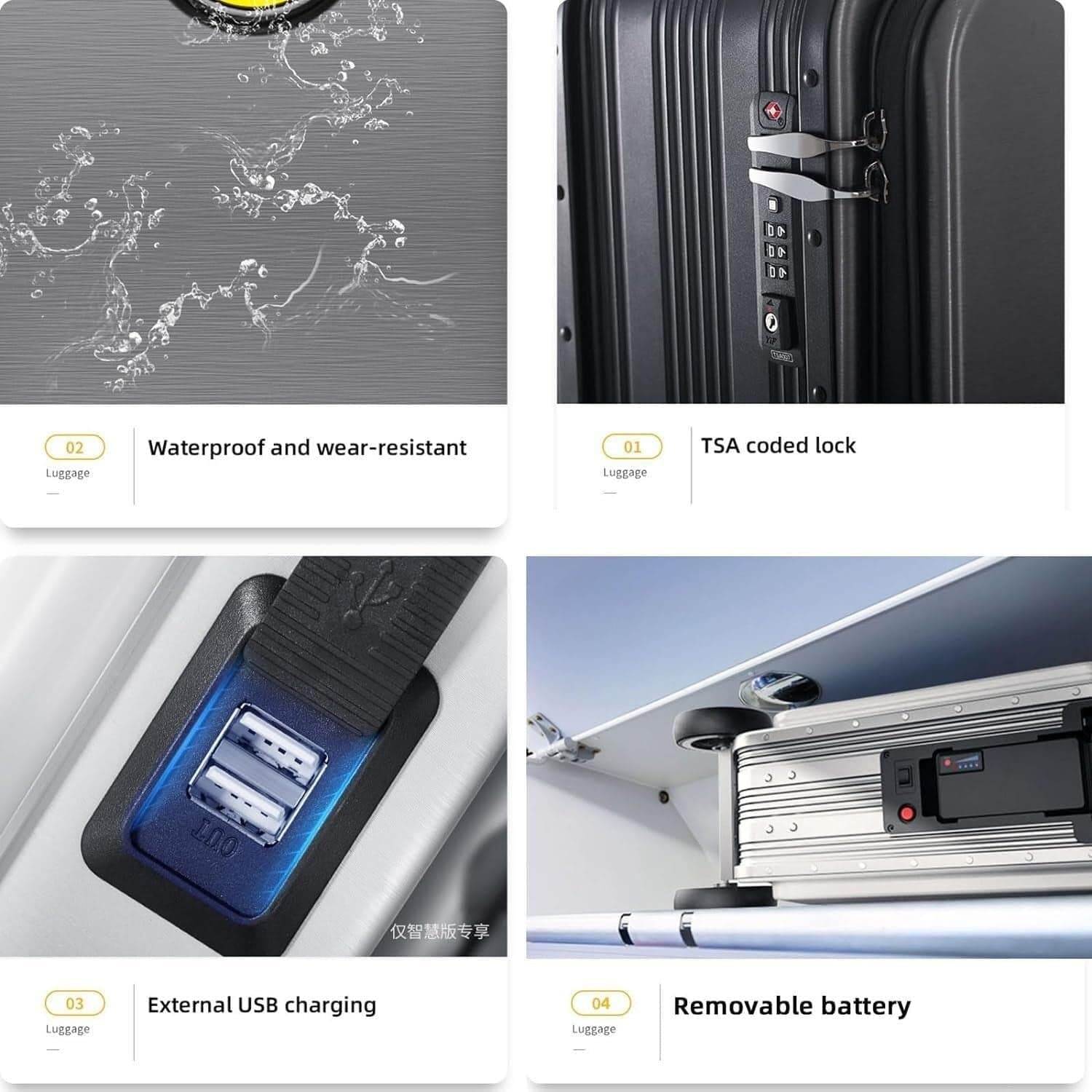 Electric suitcase smart driving luggage electric suitcase scooter with removable battery speed (1 Pc) thumbnail 5