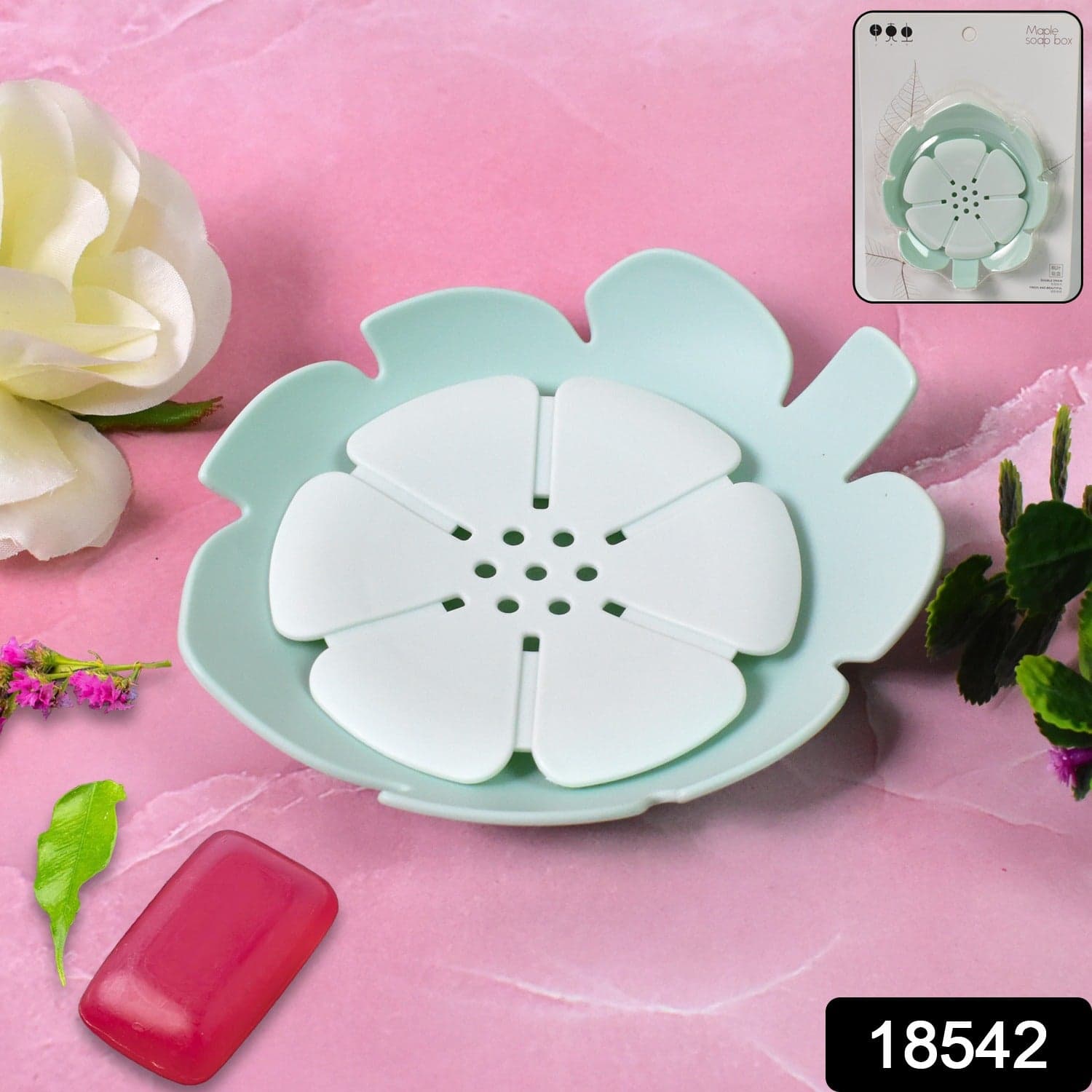 Plastic Flowers Soap Dish Bathroom Accessories Set Shower Gift ,Sabudani (1 Pc) thumbnail 2