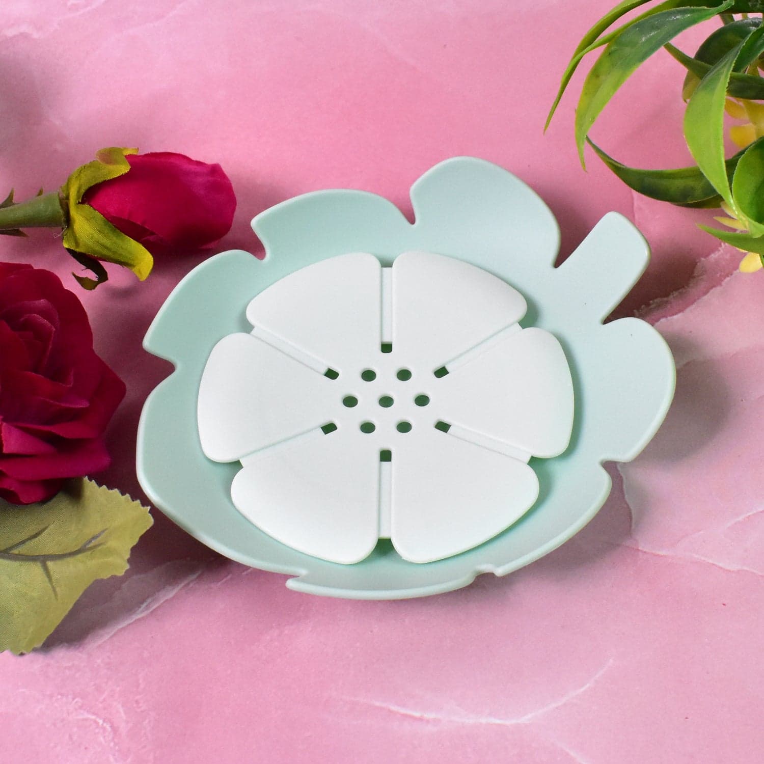 Plastic Flowers Soap Dish Bathroom Accessories Set Shower Gift ,Sabudani (1 Pc) thumbnail 4