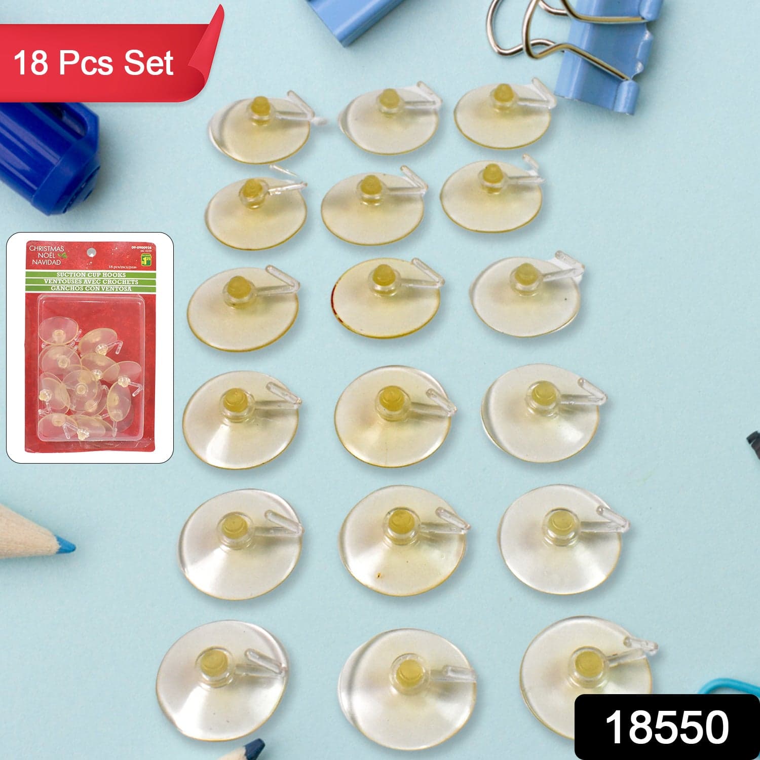 Transparent Rubber Vacuum Sucker, Suction Cup Hooks (18 Pcs Set) thumbnail 2
