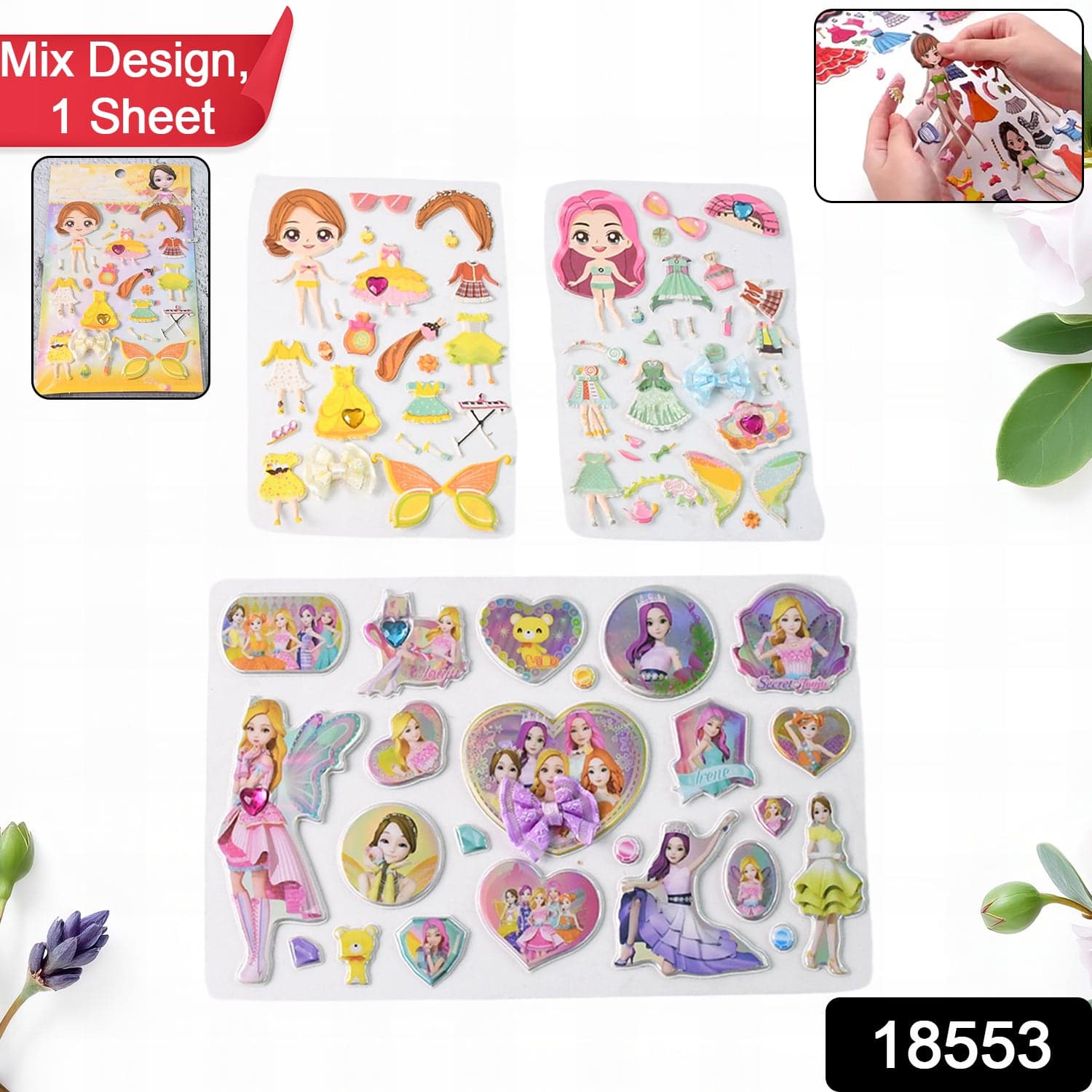 Multipurpose Adhesive 3D Stickers (1 Sheet / Mix Design) thumbnail 2