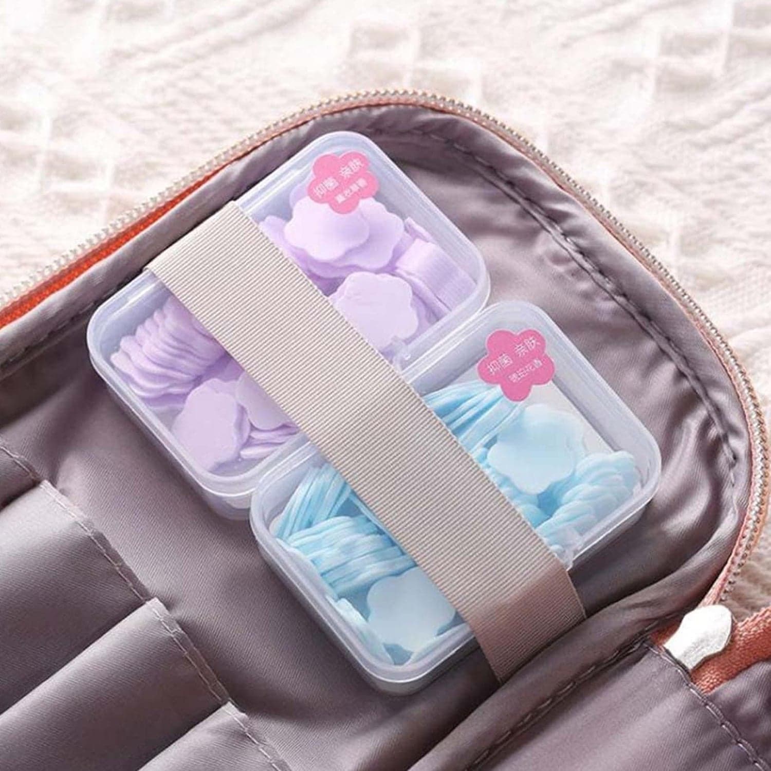 Mini Portable Travel Soap Paper Sheets Flower Shape (100 Pcs Set Approx / Mix Color) thumbnail 4