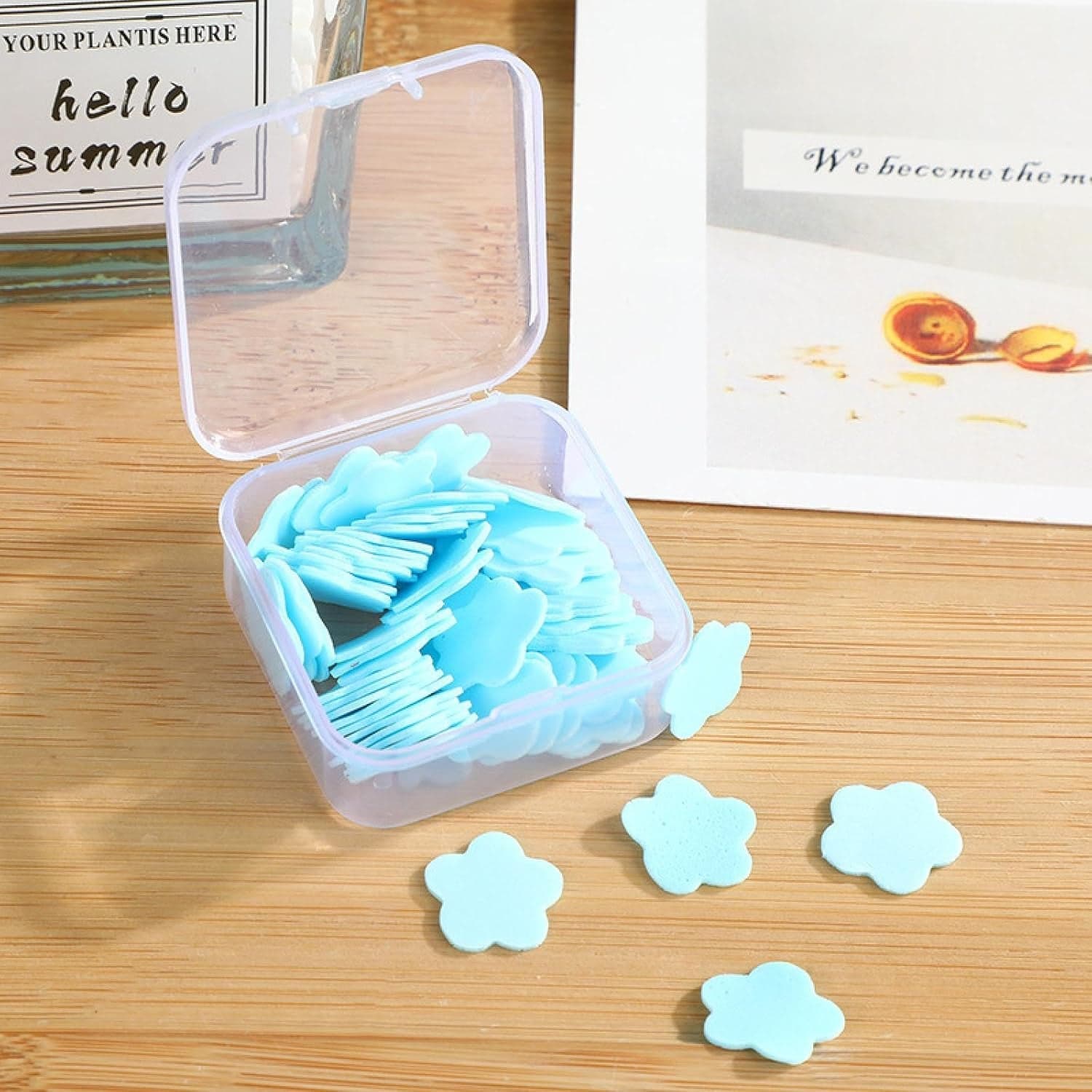 Mini Portable Travel Soap Paper Sheets Flower Shape (100 Pcs Set Approx / Mix Color) thumbnail 6