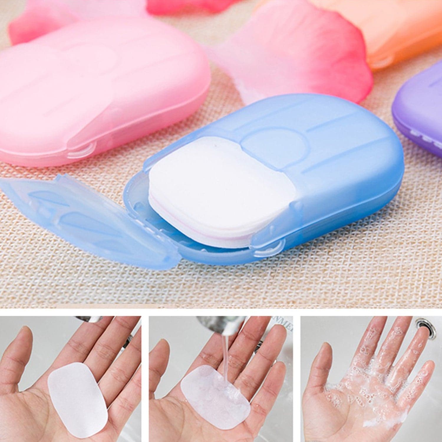 Travel Paper Soap Sheet with Mini Box (20 Sheets in a Pack Approx / Mix Color) thumbnail 5