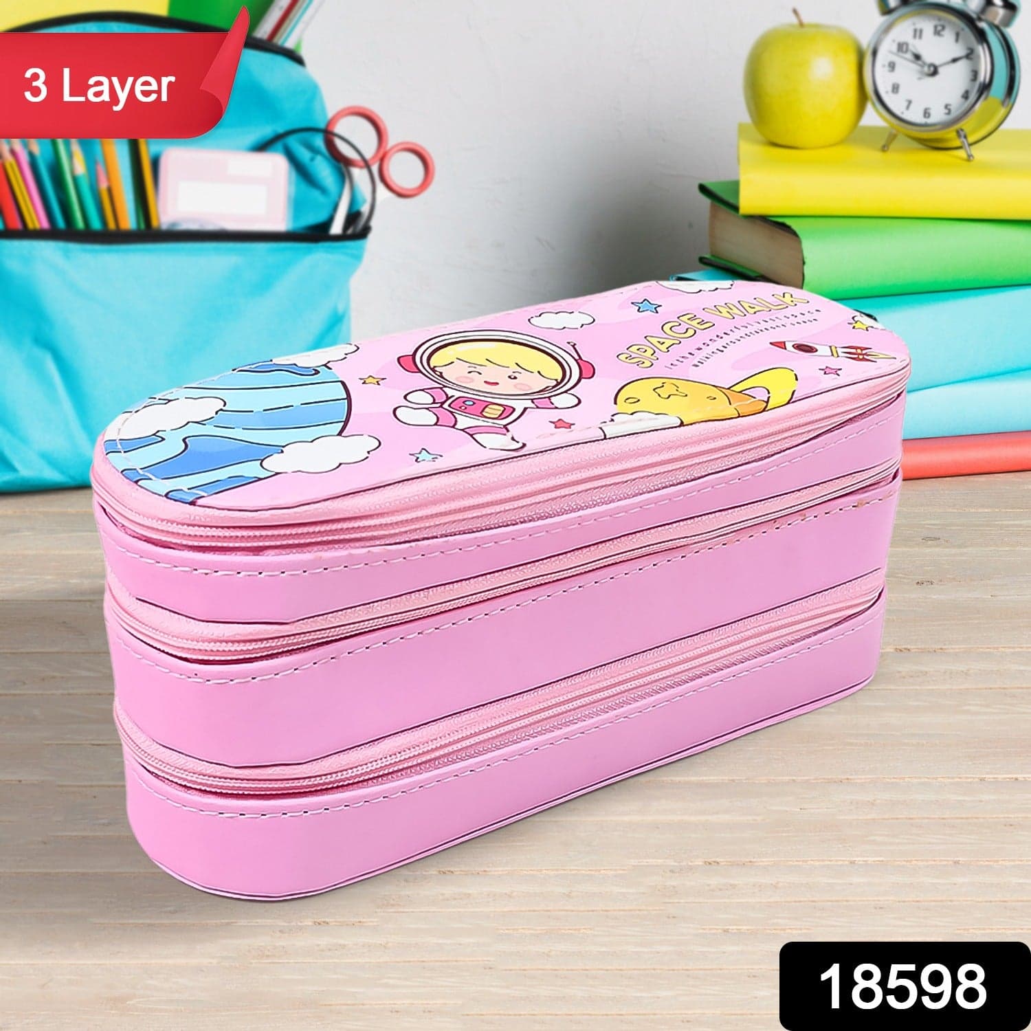 3 Layer Large Capacity With Multi-Functional Pencil Case (1 Pc) thumbnail 2