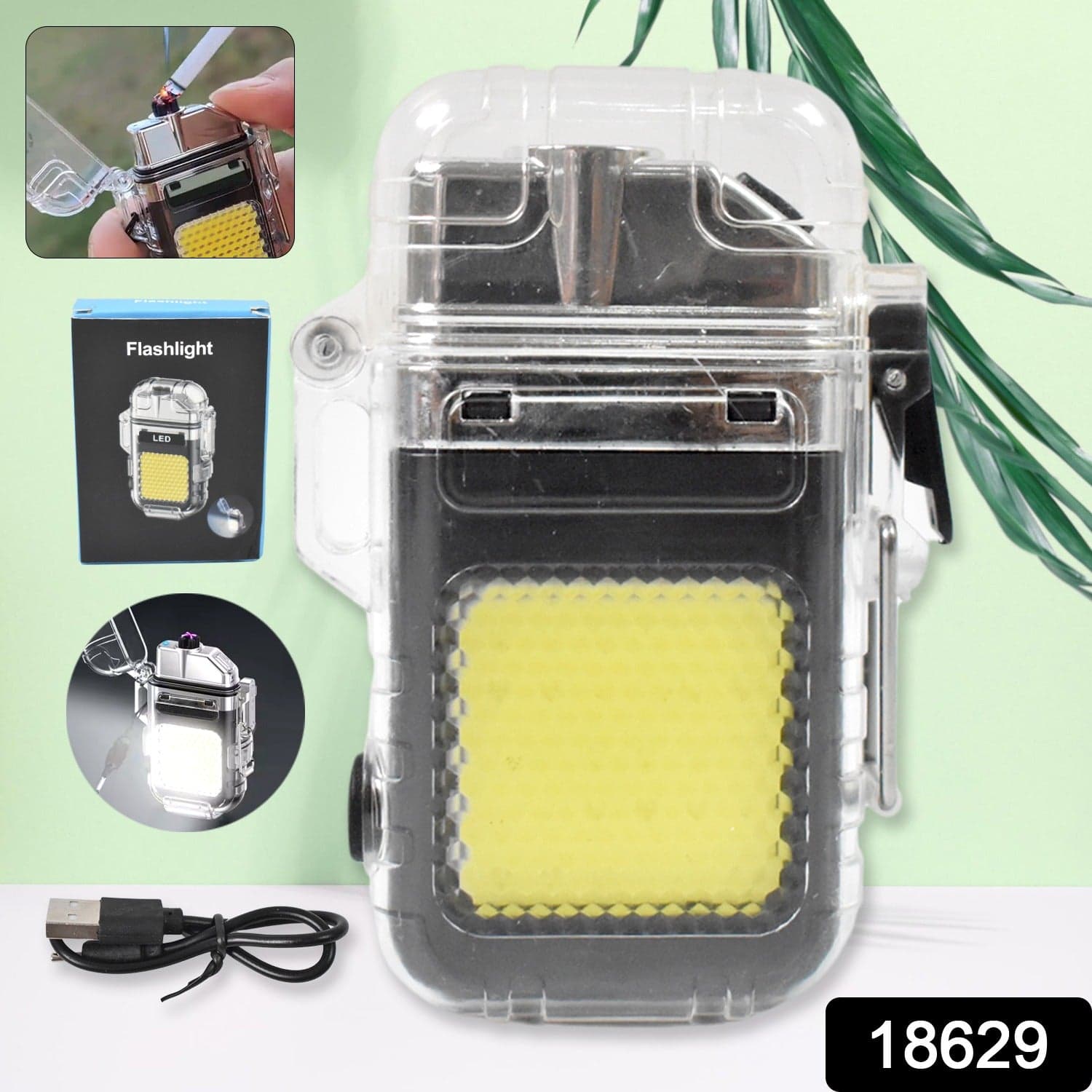 USB Rechargeable Electric Lighter & 3 Modes COB Flashlight (1 Pc) thumbnail 2