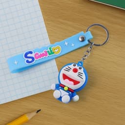 Cute Cartoon Silicone 3D Key Chain with Metal Hook & Strap (Pack of 1 / Mix Design)