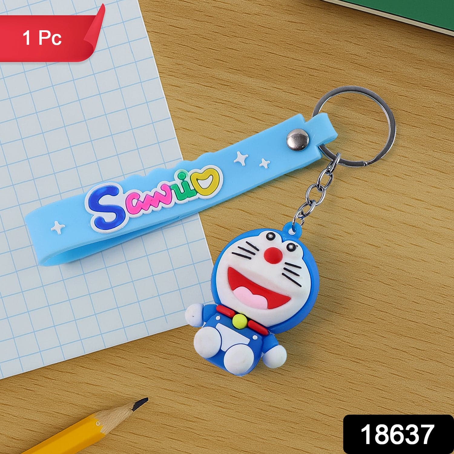 Cute Cartoon Silicone 3D Key Chain with Metal Hook & Strap (Pack of 1 / Mix Design) thumbnail 2