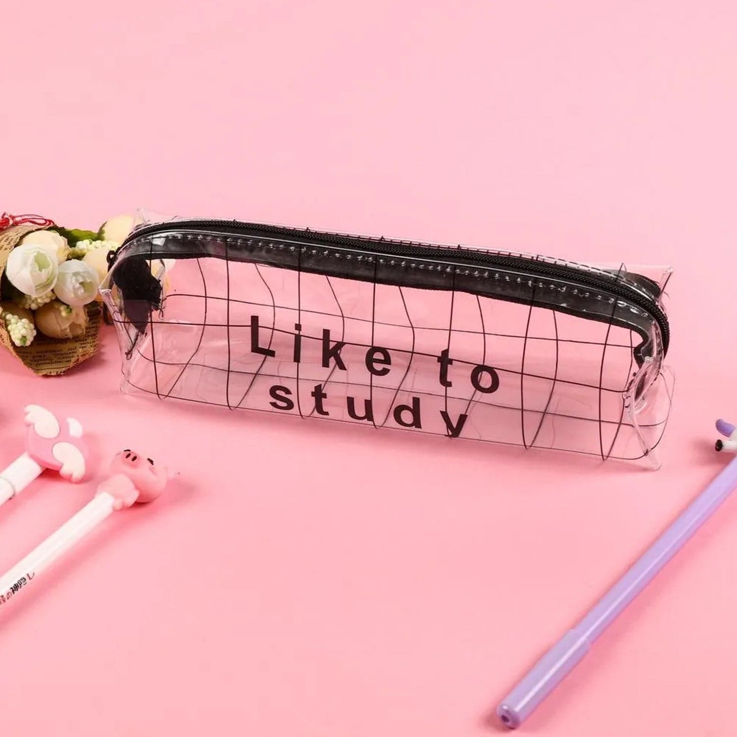 Transparent Pencil Pouch With Zipper (1 Pc) thumbnail 1
