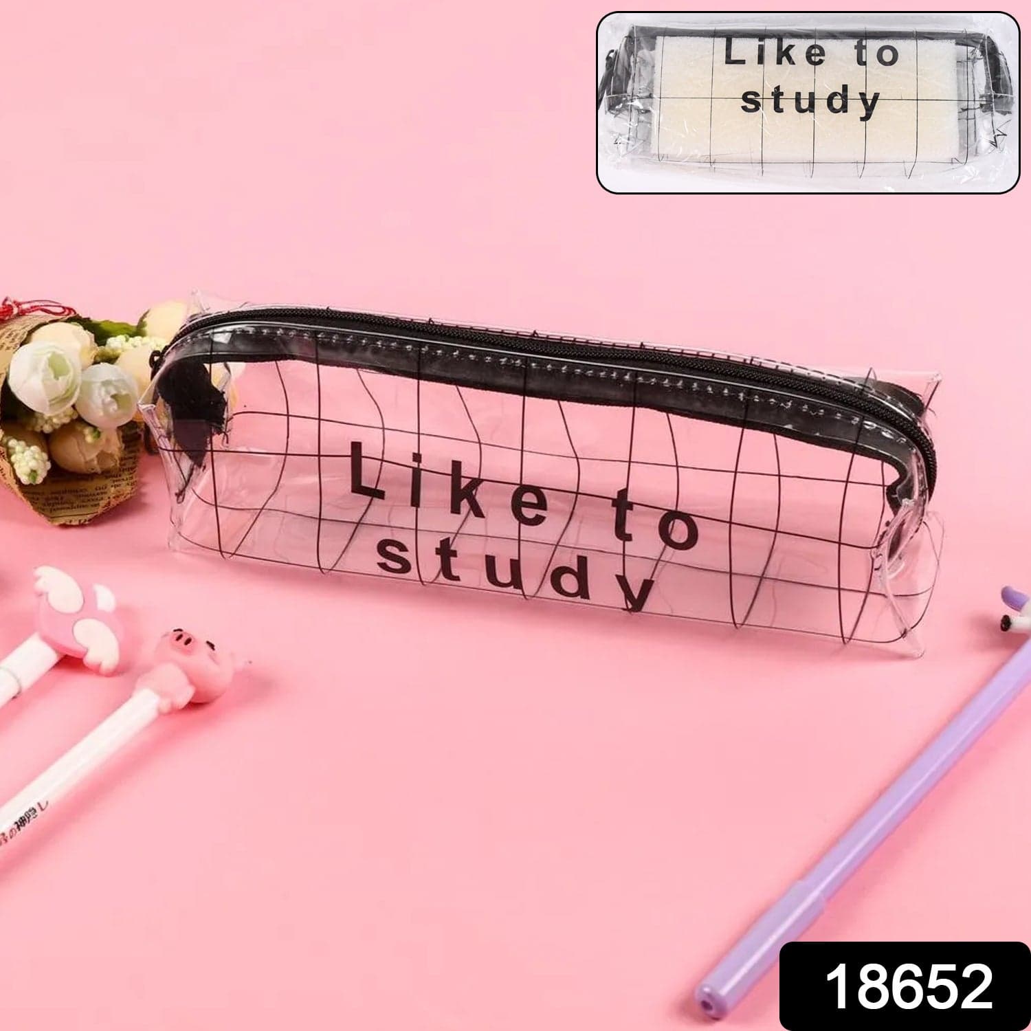 Transparent Pencil Pouch With Zipper (1 Pc) thumbnail 2