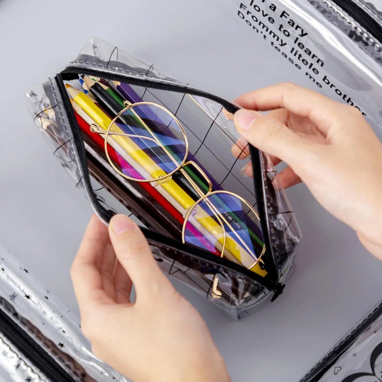 Transparent Pencil Pouch With Zipper (1 Pc) thumbnail 4