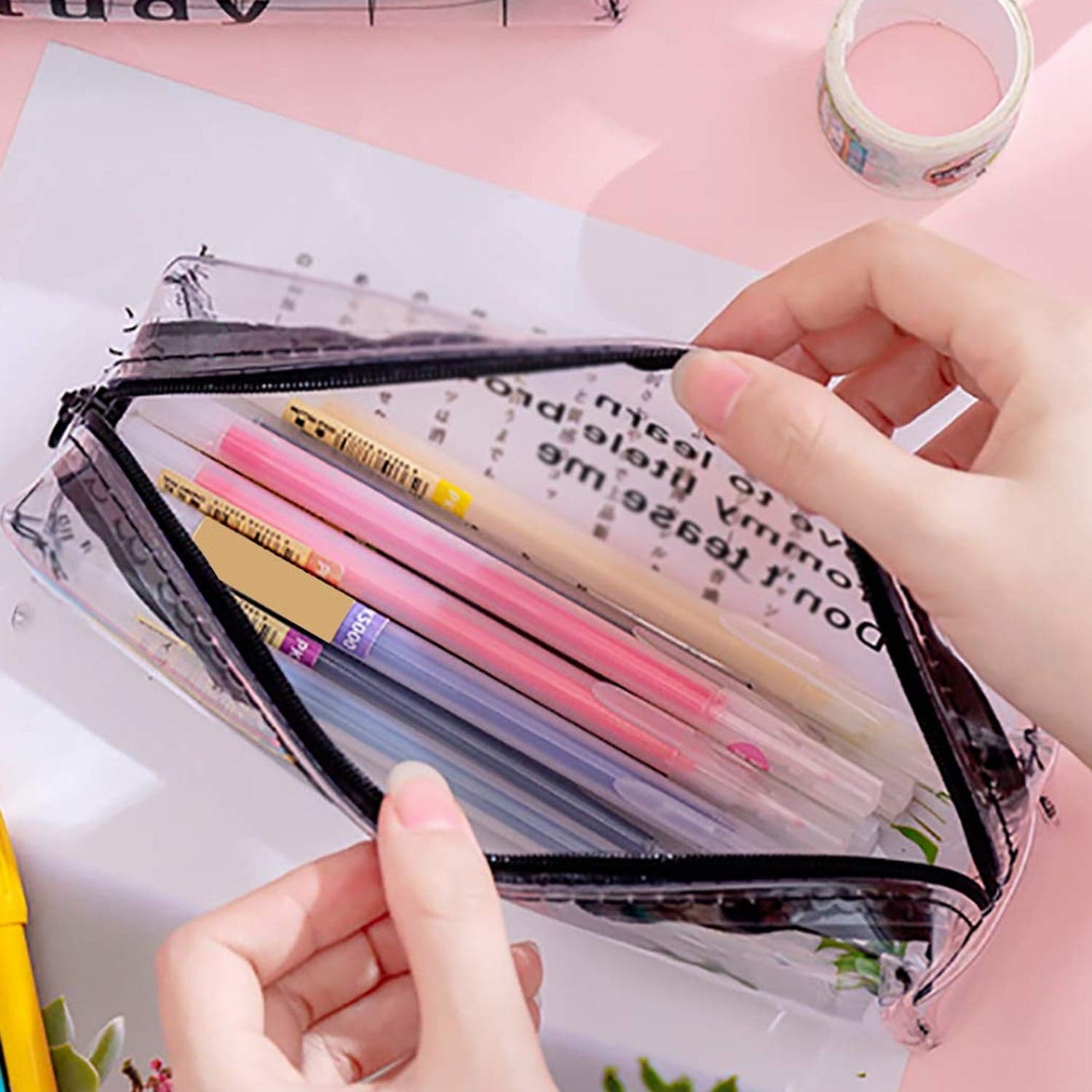 Transparent Pencil Pouch With Zipper (1 Pc) thumbnail 5