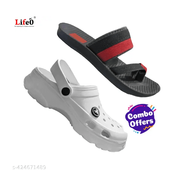 LifeO Combo of 2 Comfortable Outdoor Trendy Sandal with High Quality Sole Lightweight thumbnail 1