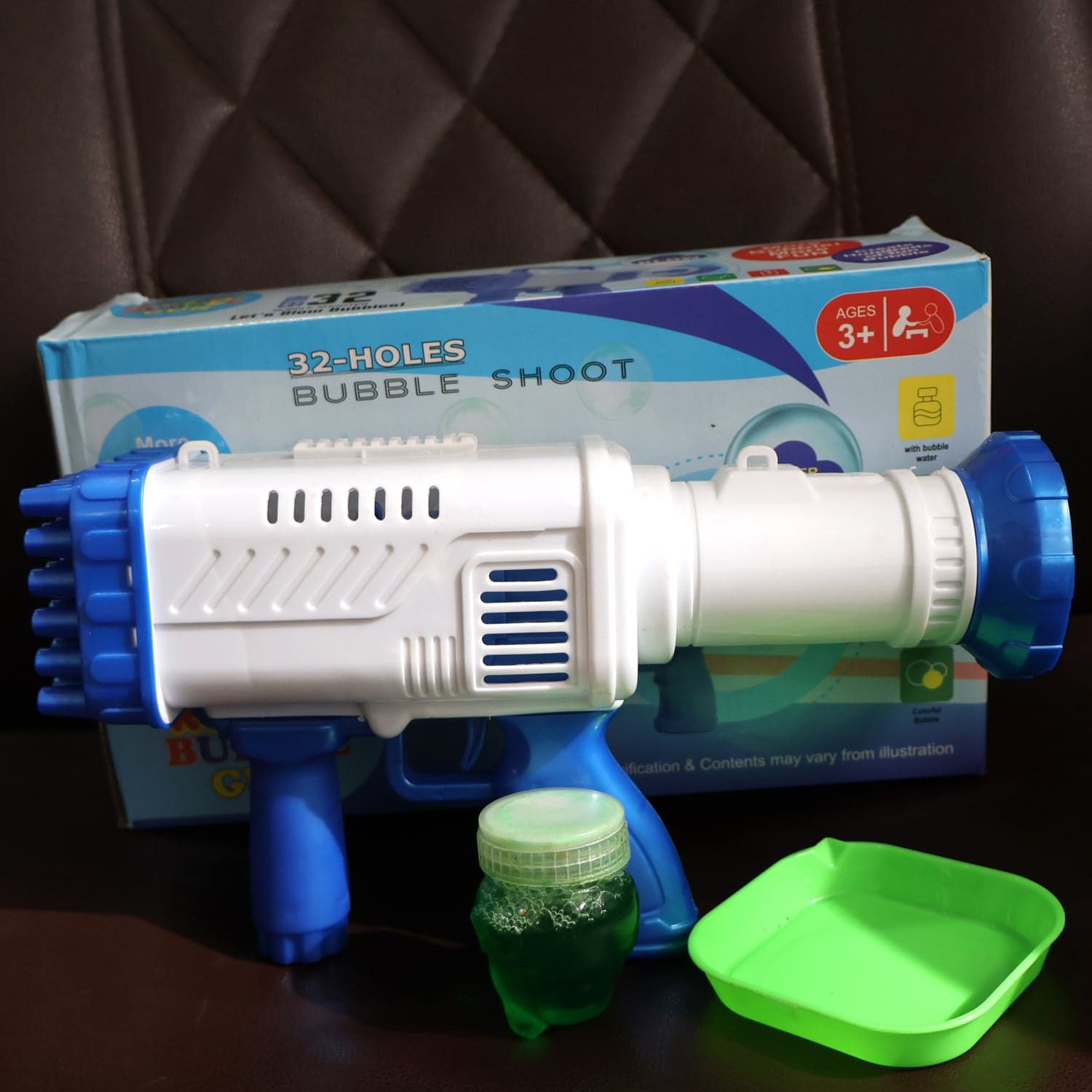 32 Holes Big Rechargeable Powerful Machine Bubble Gun Toys (1 Set) thumbnail 12