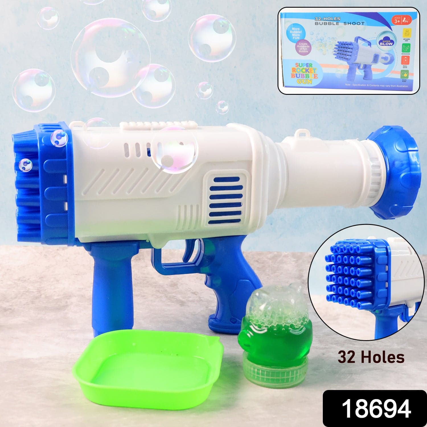 32 Holes Big Rechargeable Powerful Machine Bubble Gun Toys (1 Set) thumbnail 2