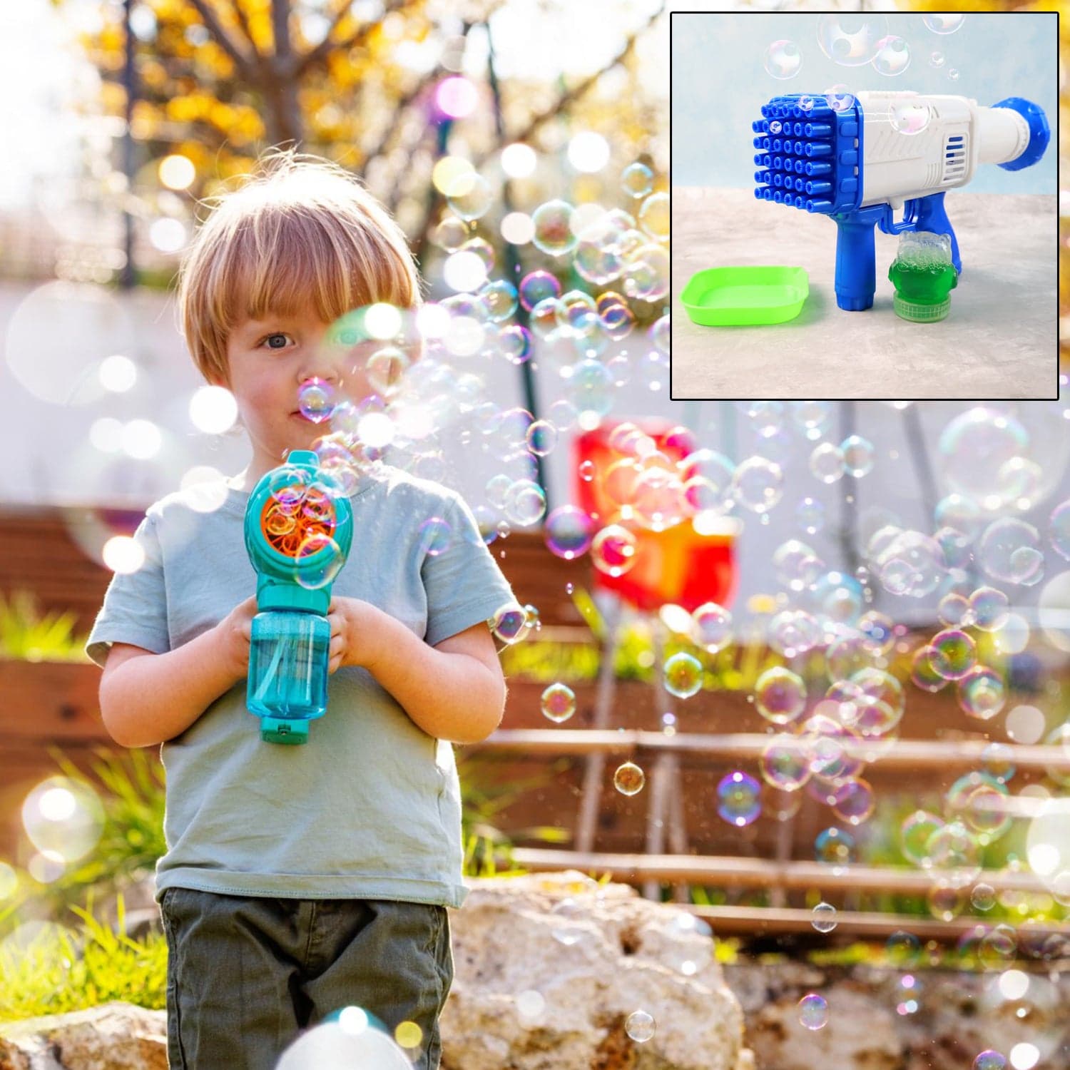 32 Holes Big Rechargeable Powerful Machine Bubble Gun Toys (1 Set) thumbnail 8