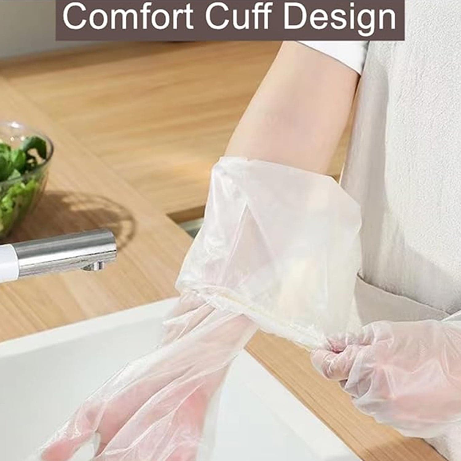 Disposable Plastic Gloves For Kitchen Food Handling (1 Pair) thumbnail 3