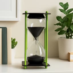 Glass & Stainless Steel Decorative Sand Timer 19 cm (1 Pc) (2 Minute Approx)