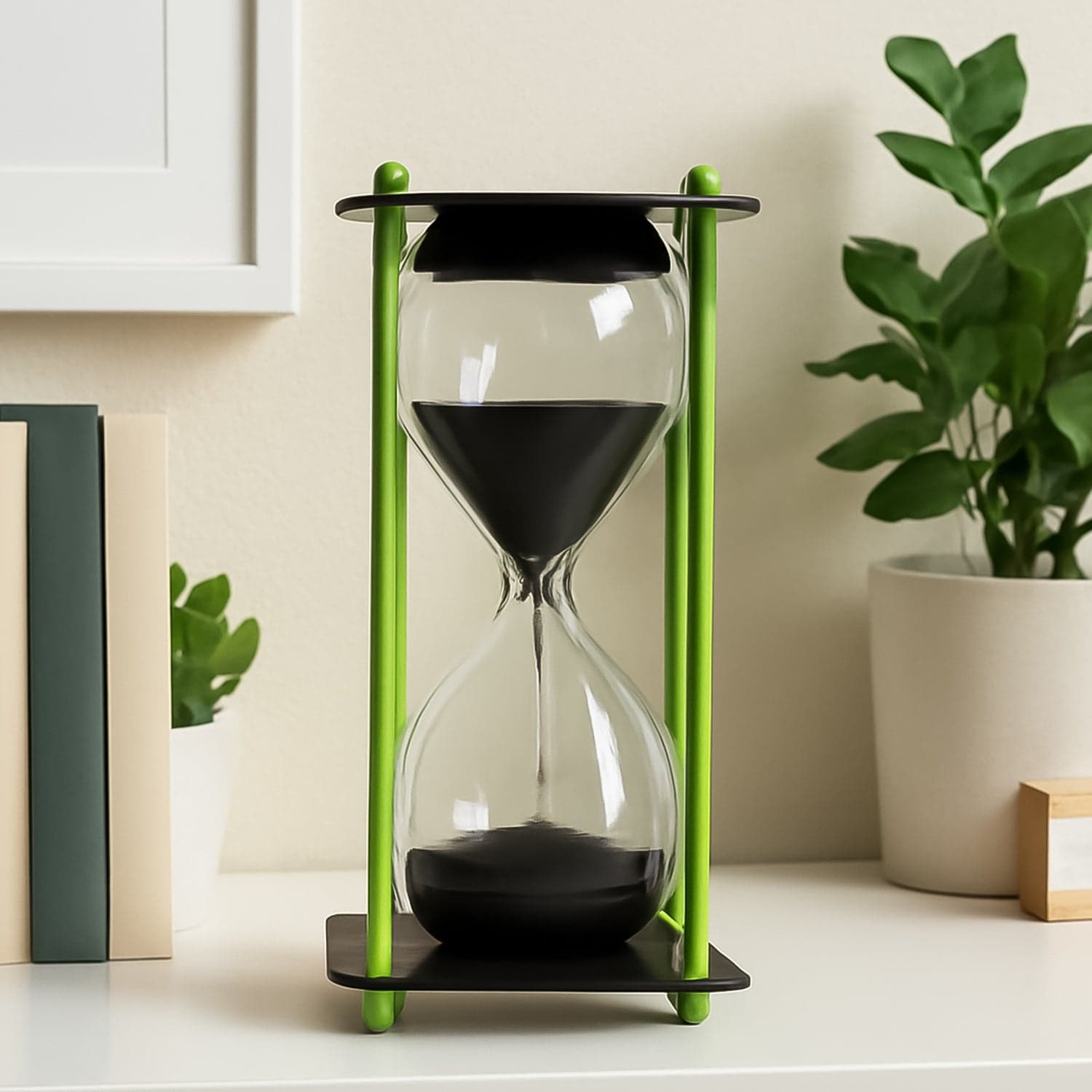 Glass & Stainless Steel Decorative Sand Timer 19 cm (1 Pc) (2 Minute Approx) thumbnail 1