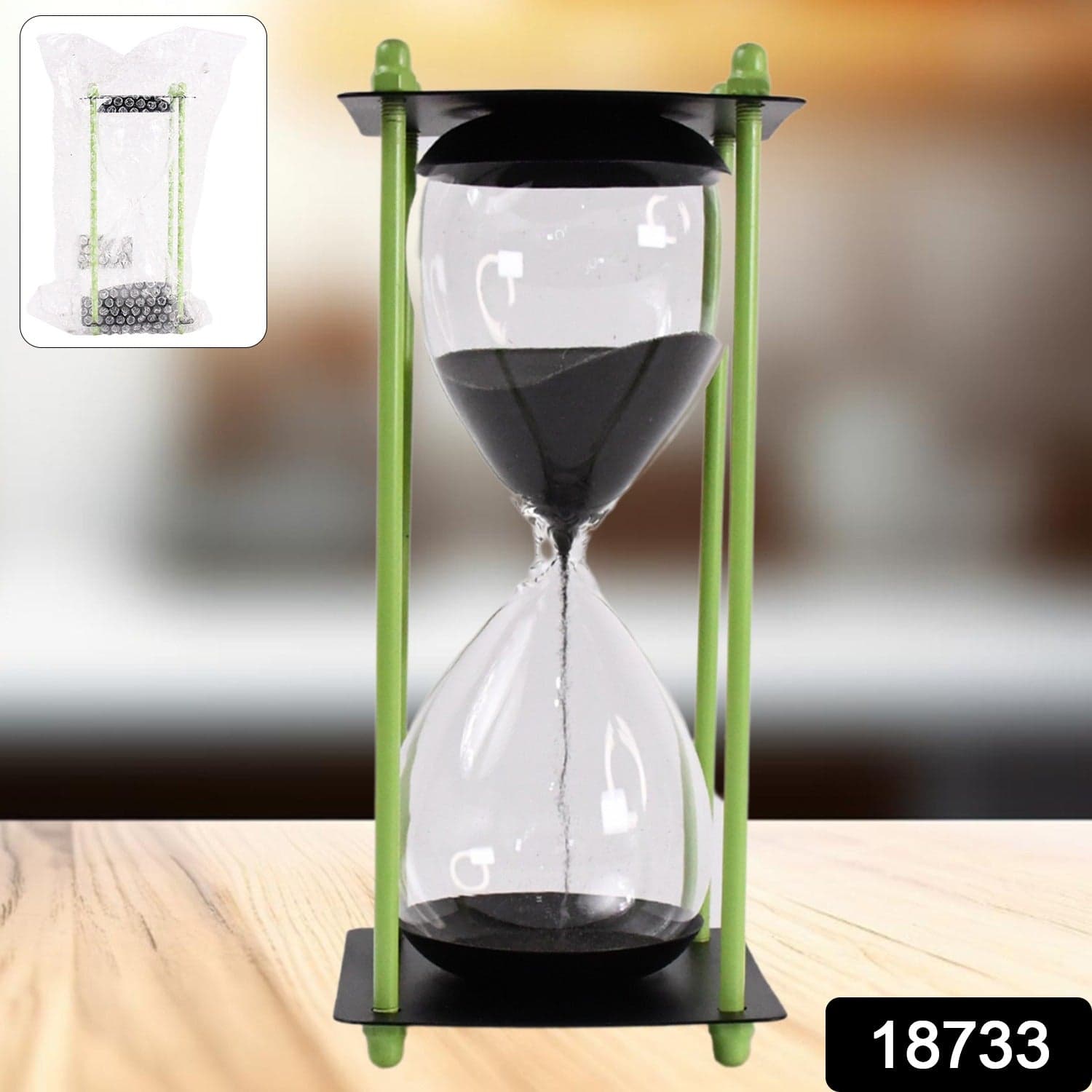 Glass & Stainless Steel Decorative Sand Timer 19 cm (1 Pc) (2 Minute Approx) thumbnail 2