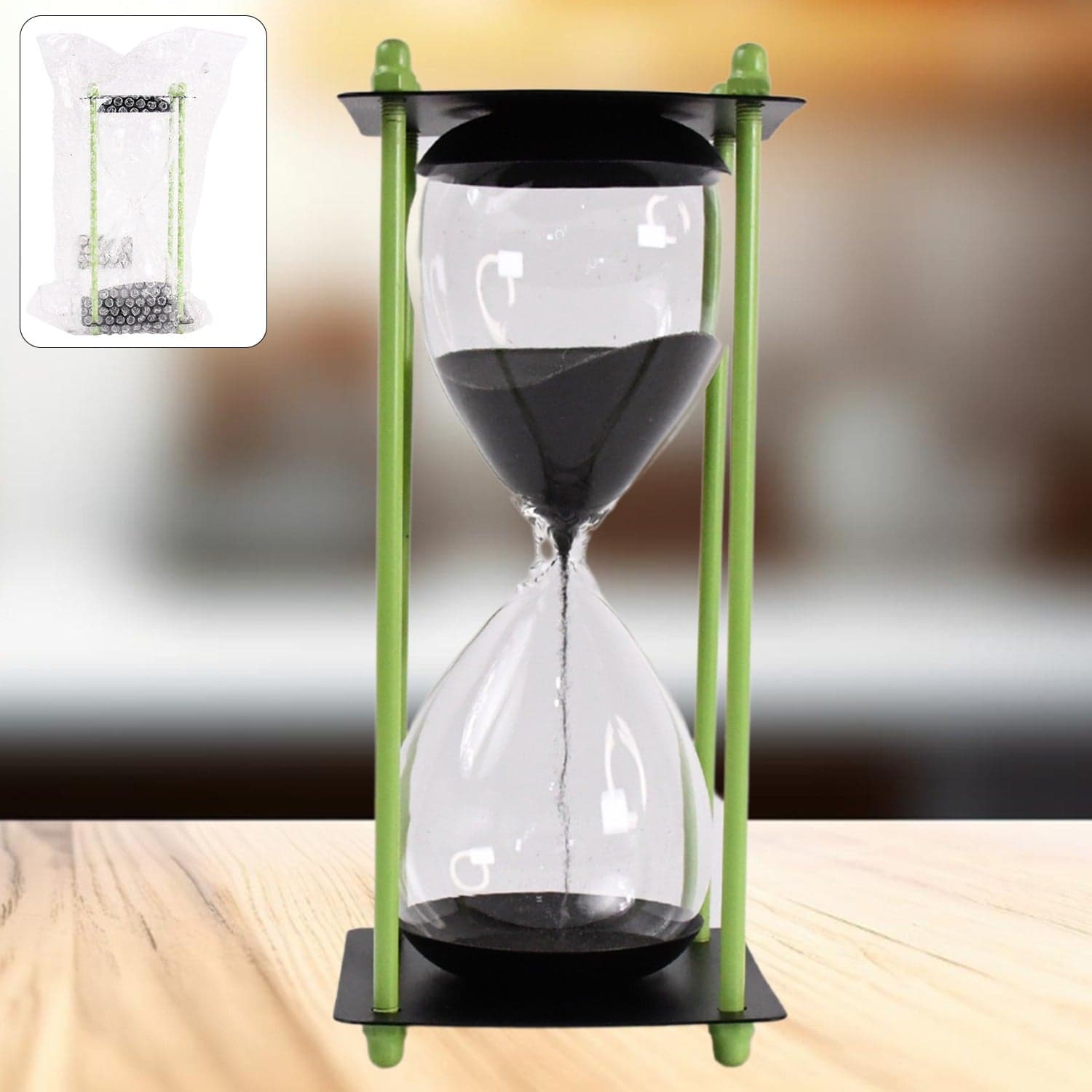 Glass & Stainless Steel Decorative Sand Timer 19 cm (1 Pc) (2 Minute Approx) thumbnail 6