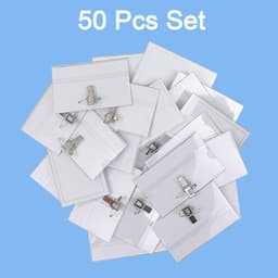 Plastic Transparent cardholders With Pin & Clip 90 mm x 60 mm (50 Pcs Set)