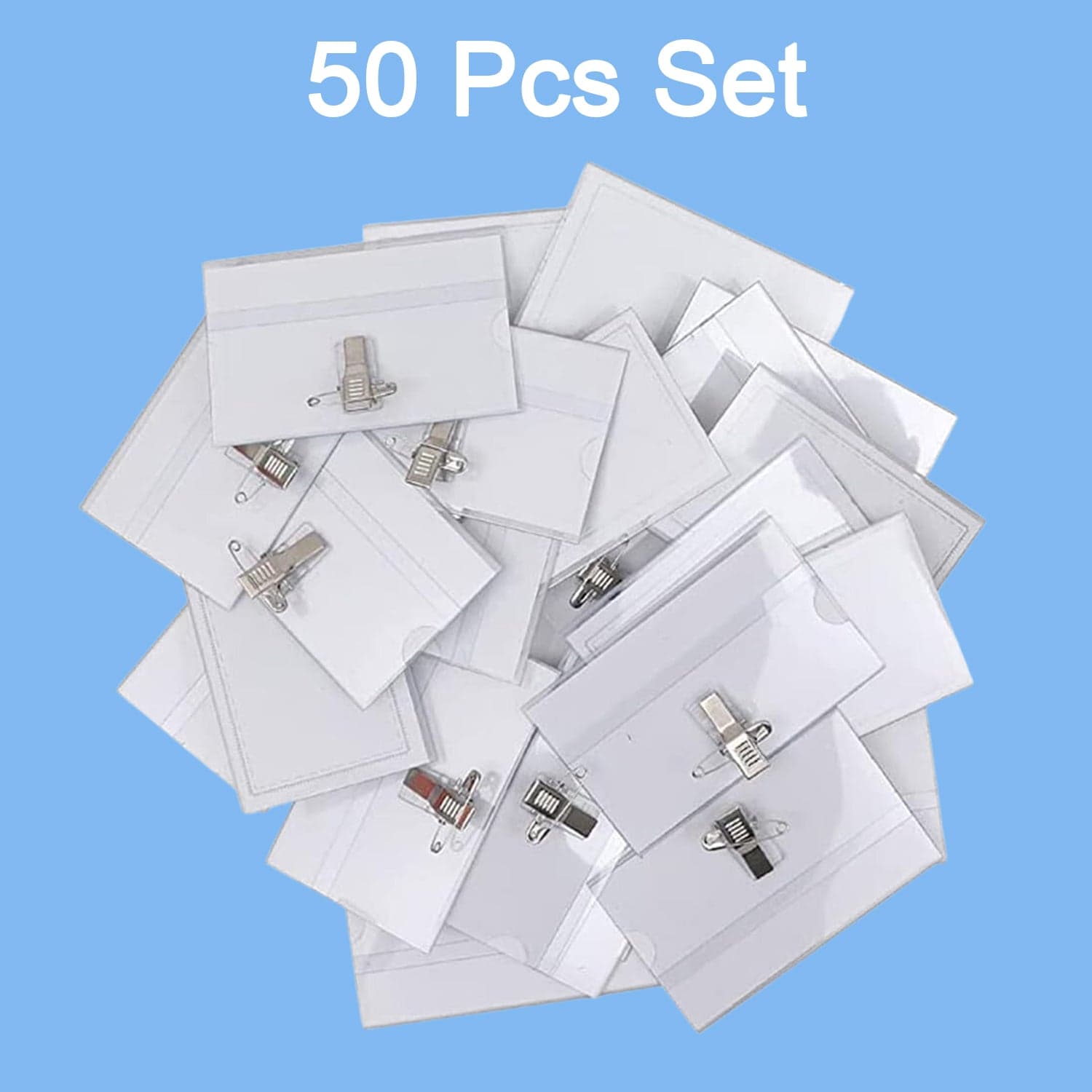 Plastic Transparent cardholders With Pin & Clip 90 mm x 60 mm (50 Pcs Set) thumbnail 1