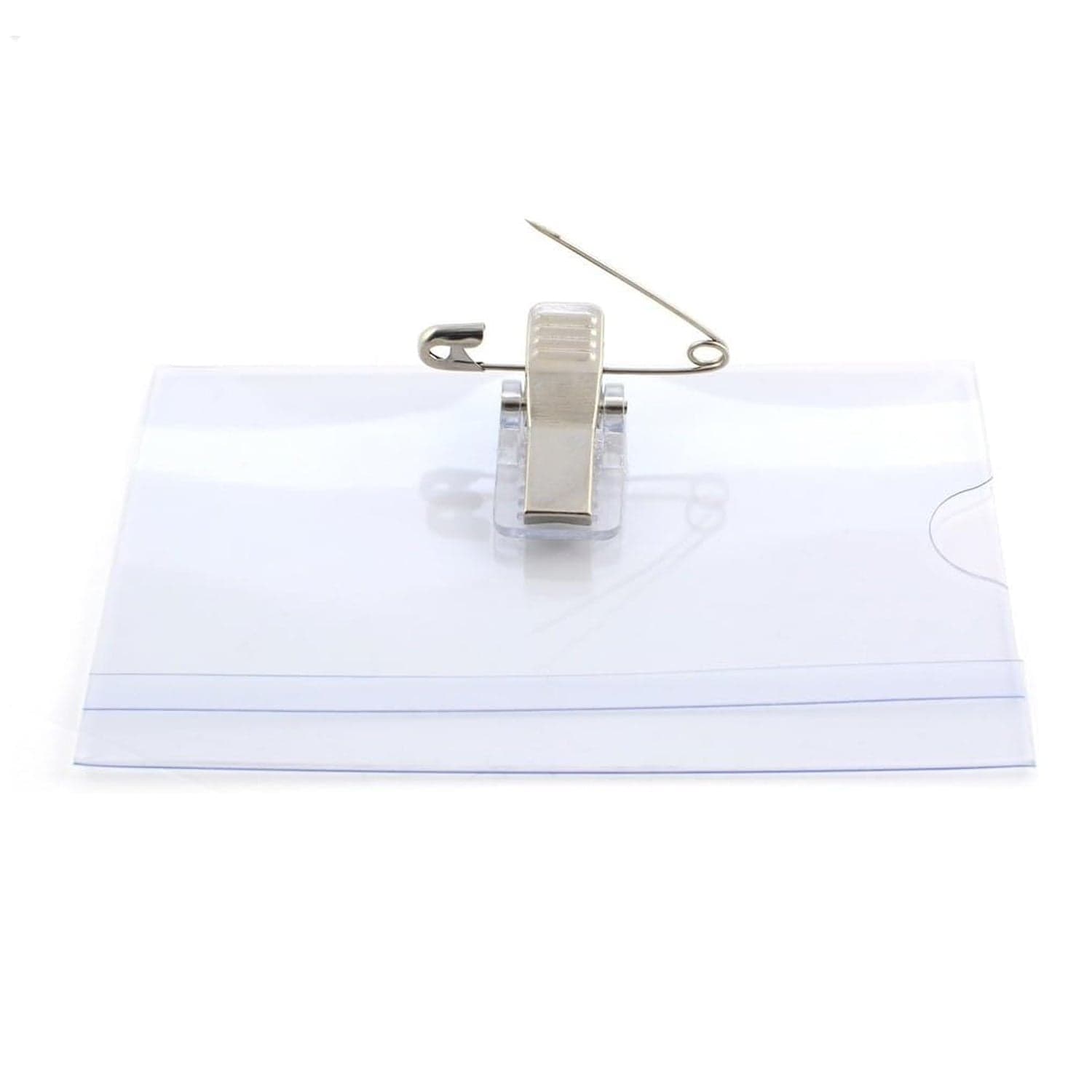 Plastic Transparent cardholders With Pin & Clip 90 mm x 60 mm (50 Pcs Set) thumbnail 5