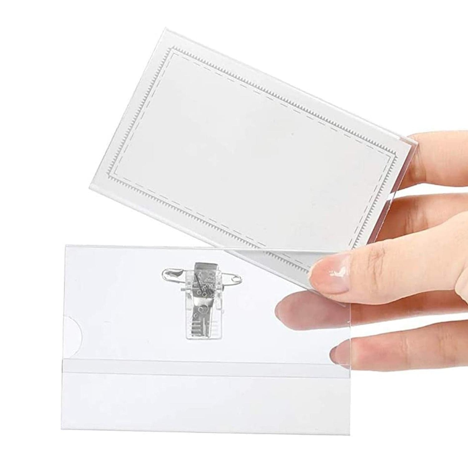 Plastic Transparent cardholders With Pin & Clip 90 mm x 60 mm (50 Pcs Set) thumbnail 7