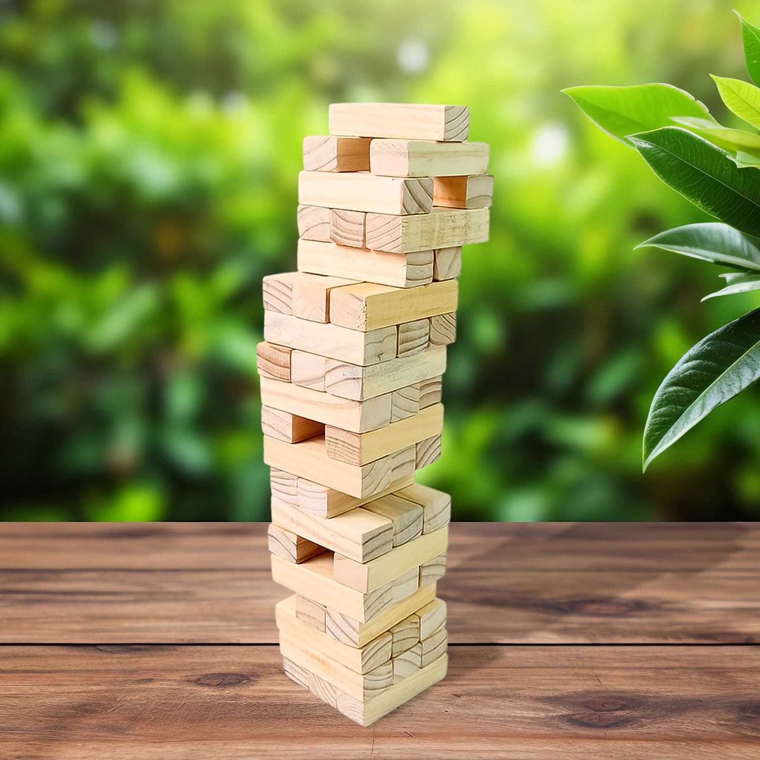 Wooden Tumbling Stacking Tower Game, Zenga tower (48 Pcs Blocks 2 Dices) thumbnail 4
