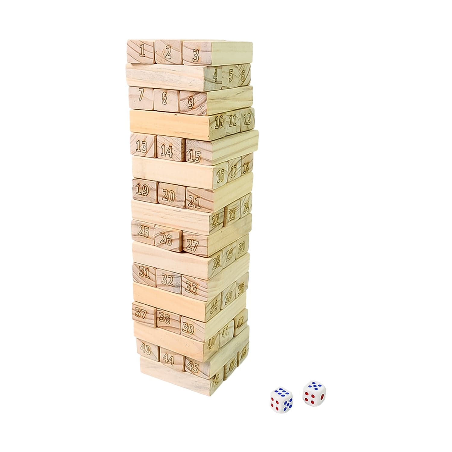 Wooden Tumbling Stacking Tower Game, Zenga tower (48 Pcs Blocks 2 Dices) thumbnail 6