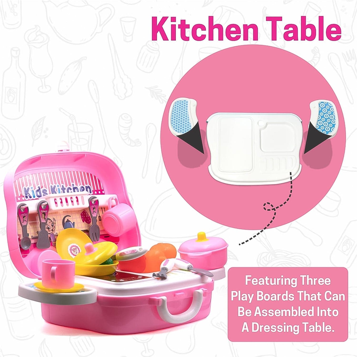 Kitchen Set for Kids Girls Pretend Play Toys Little (23 Pcs Set Approx) thumbnail 3