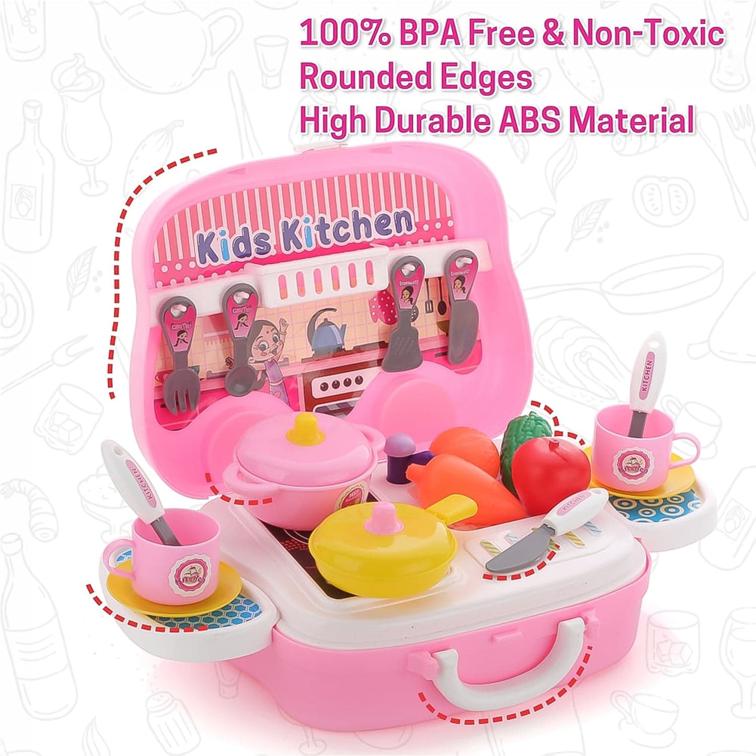 Kitchen Set for Kids Girls Pretend Play Toys Little (23 Pcs Set Approx) thumbnail 5