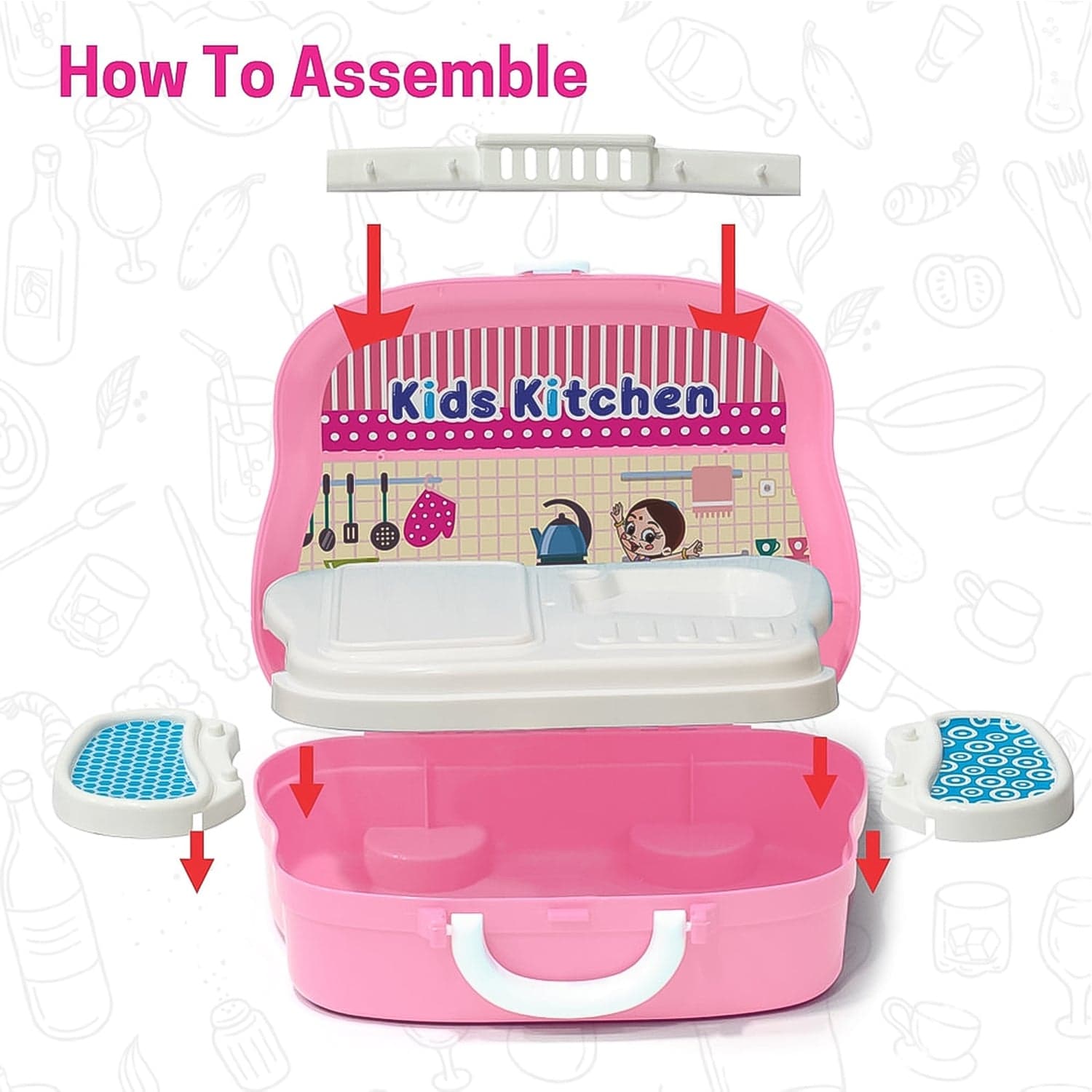 Kitchen Set for Kids Girls Pretend Play Toys Little (23 Pcs Set Approx) thumbnail 8