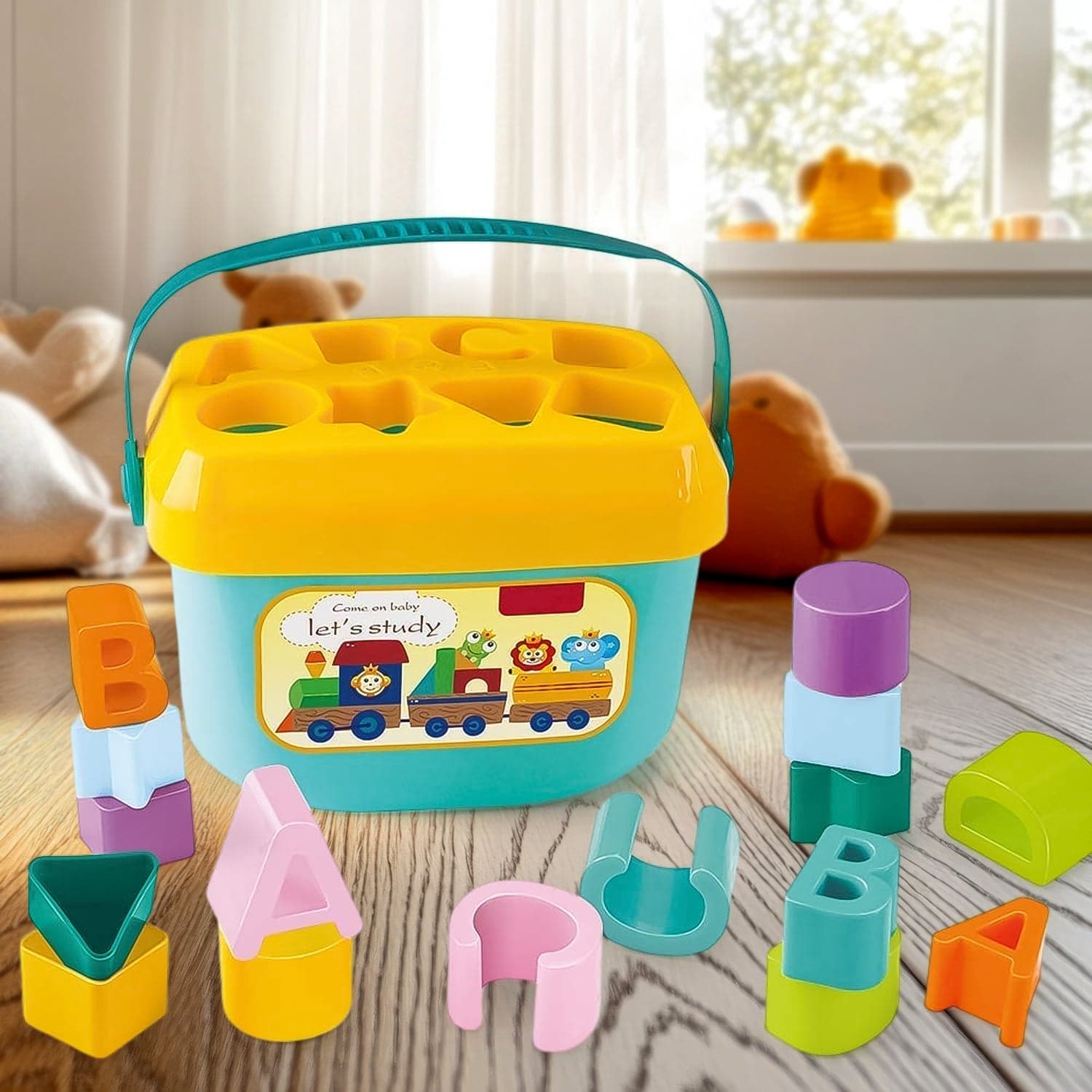 Baby First Block Set for Kids Non-Toxic Abcd Geometric Shape Sorting & Stacking Toy (1 Set) thumbnail 1