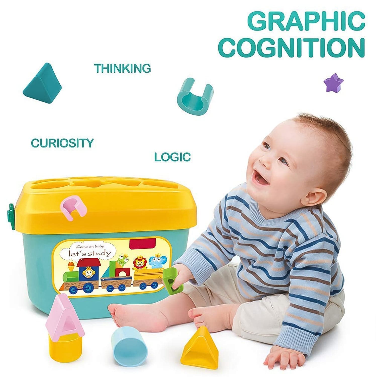 Baby First Block Set for Kids Non-Toxic Abcd Geometric Shape Sorting & Stacking Toy (1 Set) thumbnail 3