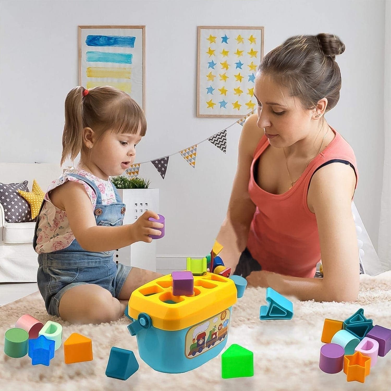 Baby First Block Set for Kids Non-Toxic Abcd Geometric Shape Sorting & Stacking Toy (1 Set) thumbnail 4