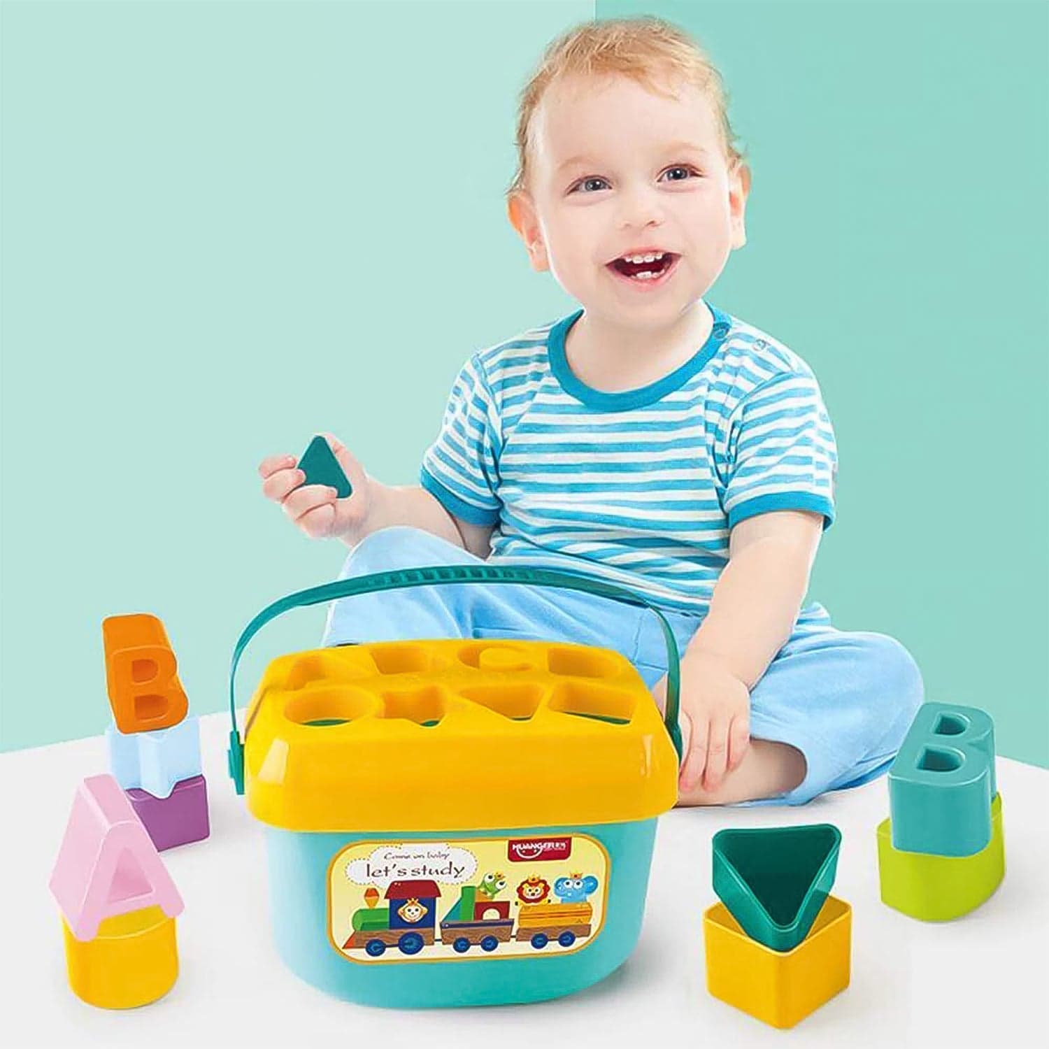 Baby First Block Set for Kids Non-Toxic Abcd Geometric Shape Sorting & Stacking Toy (1 Set) thumbnail 5