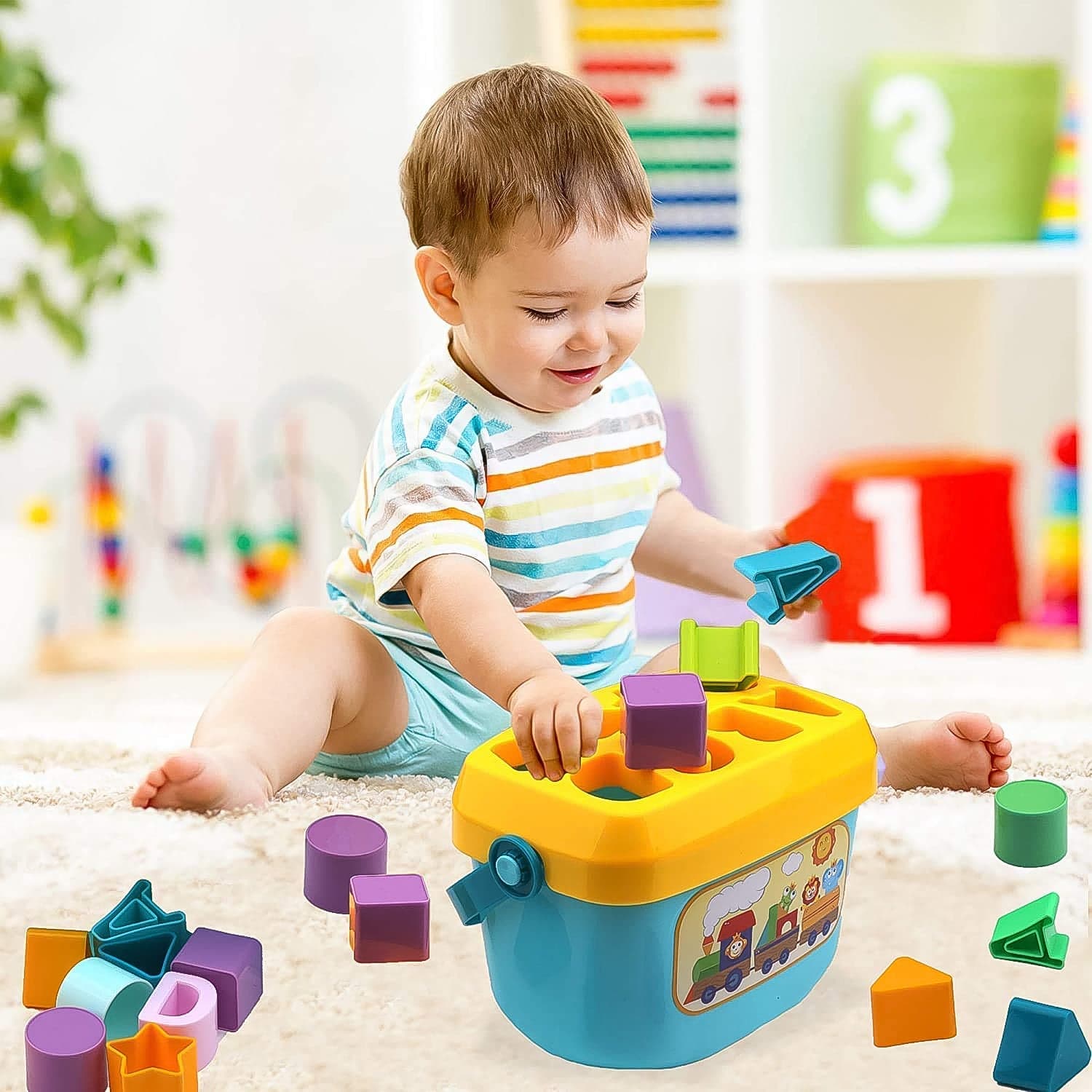 Baby First Block Set for Kids Non-Toxic Abcd Geometric Shape Sorting & Stacking Toy (1 Set) thumbnail 6